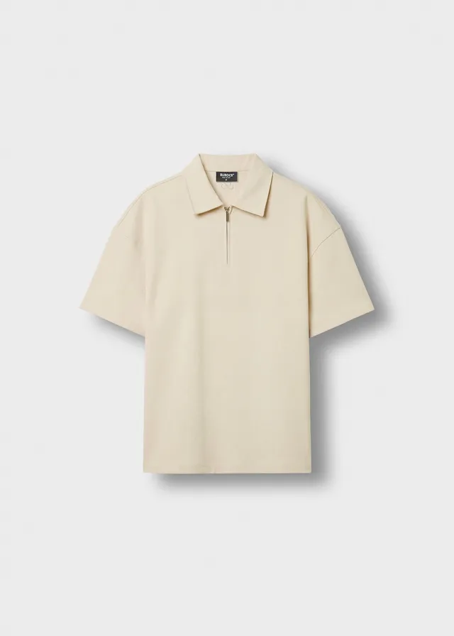 burocs-t-shirts-quarter-zip-t-shirt-beige-oversize-fit image 1
