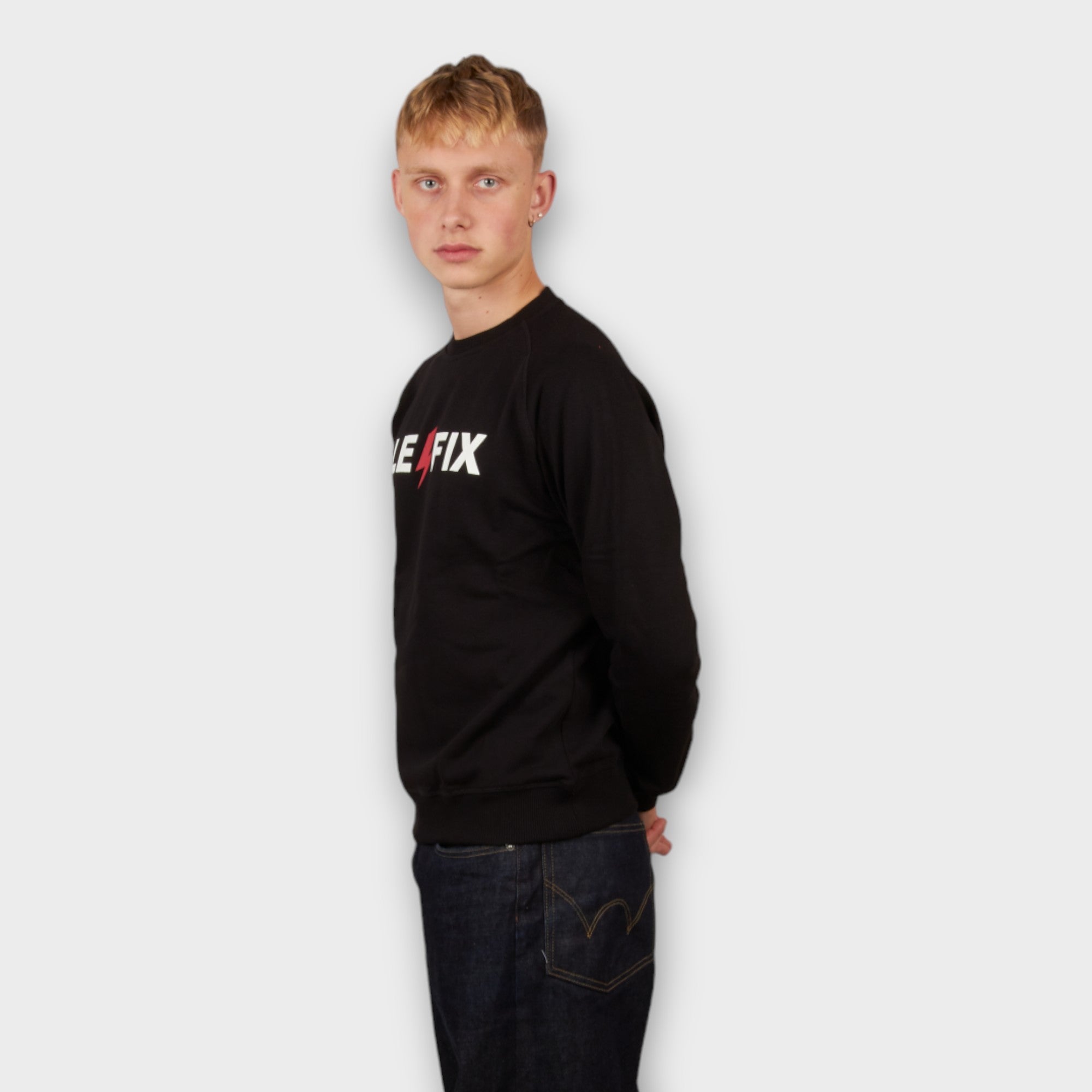 le-fix-lightning-crew-sweatshirt-schwarz-herren-baumwolle image 3