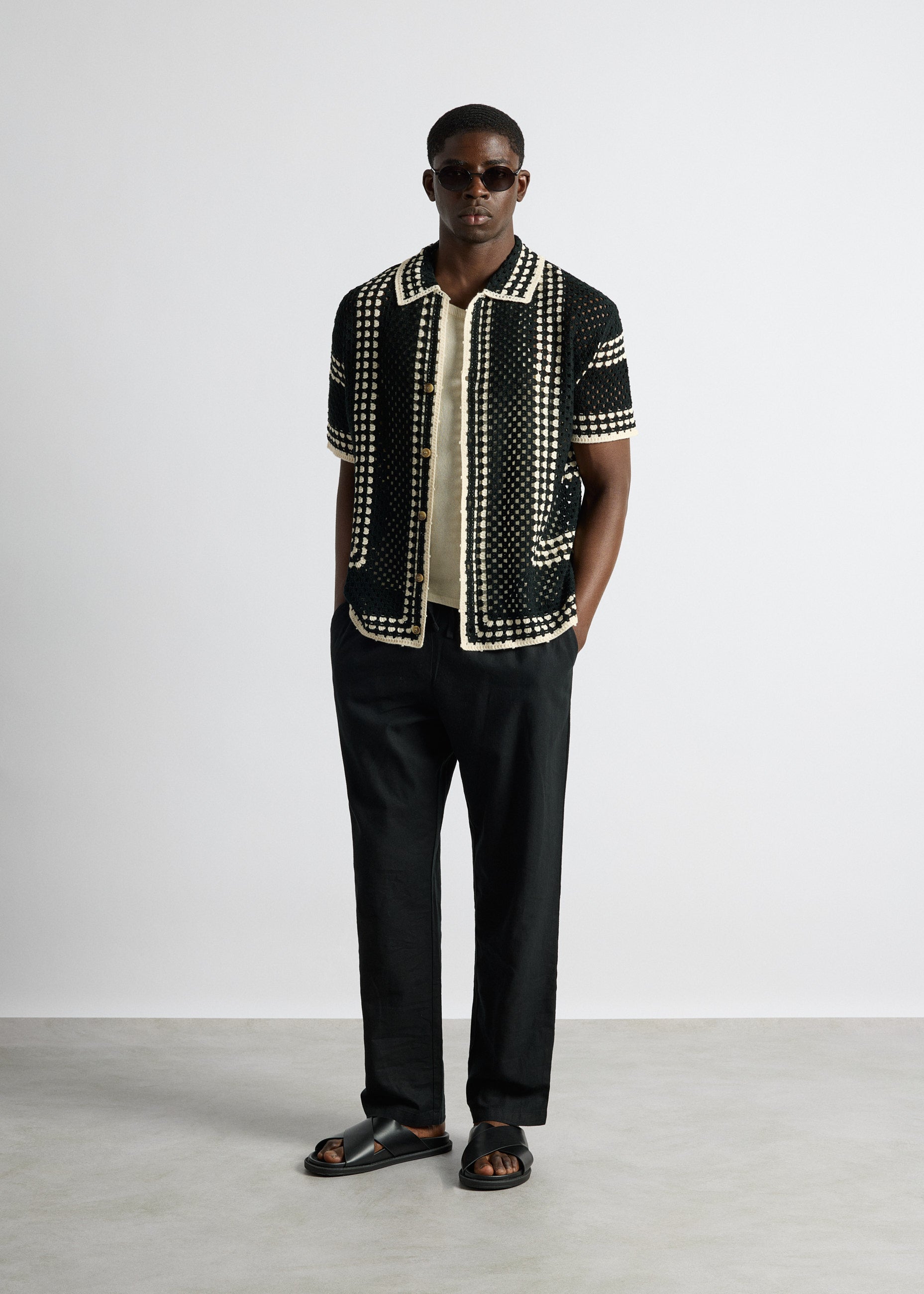 burocs-crochet-bicolor-shirt-herren-shirt-schwarz-oversize image 5