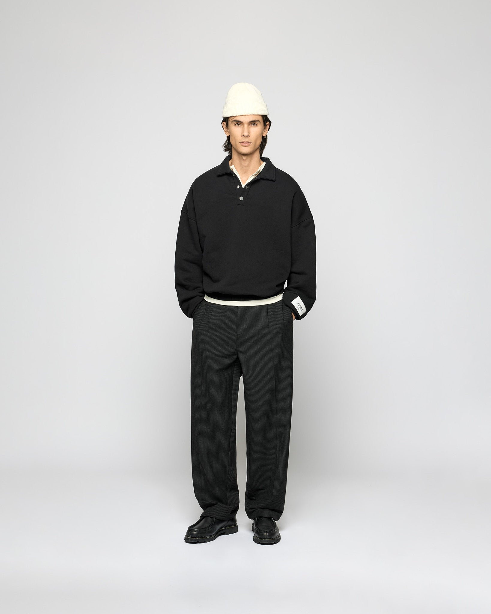 eightyfive-bottoms-pinstripe-baggy-tailored-pants-schwarz-viskose image 7