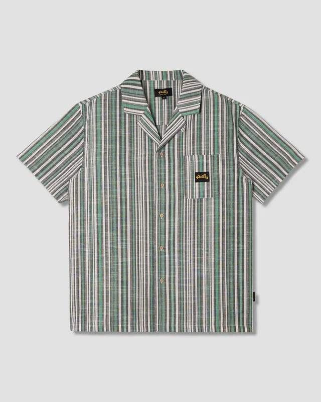 stan-ray-tour-shirt-herren-hemd-schwarz-gr-n-streifen-kurzarm image 1