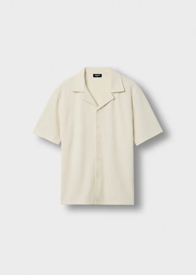 burocs-plissee-short-sleeve-shirt-herren-off-white-polyester image 1