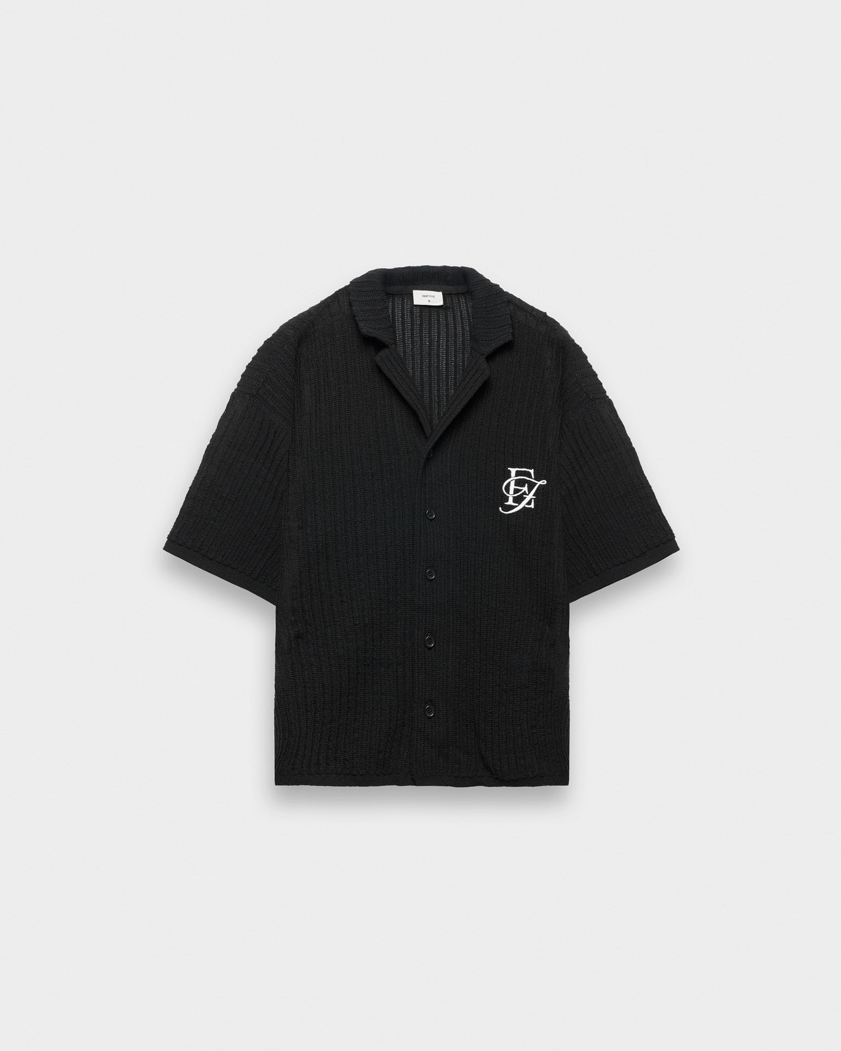eightyfive-ef-contrast-knit-shirt-strickshirt-black-oversized image 1