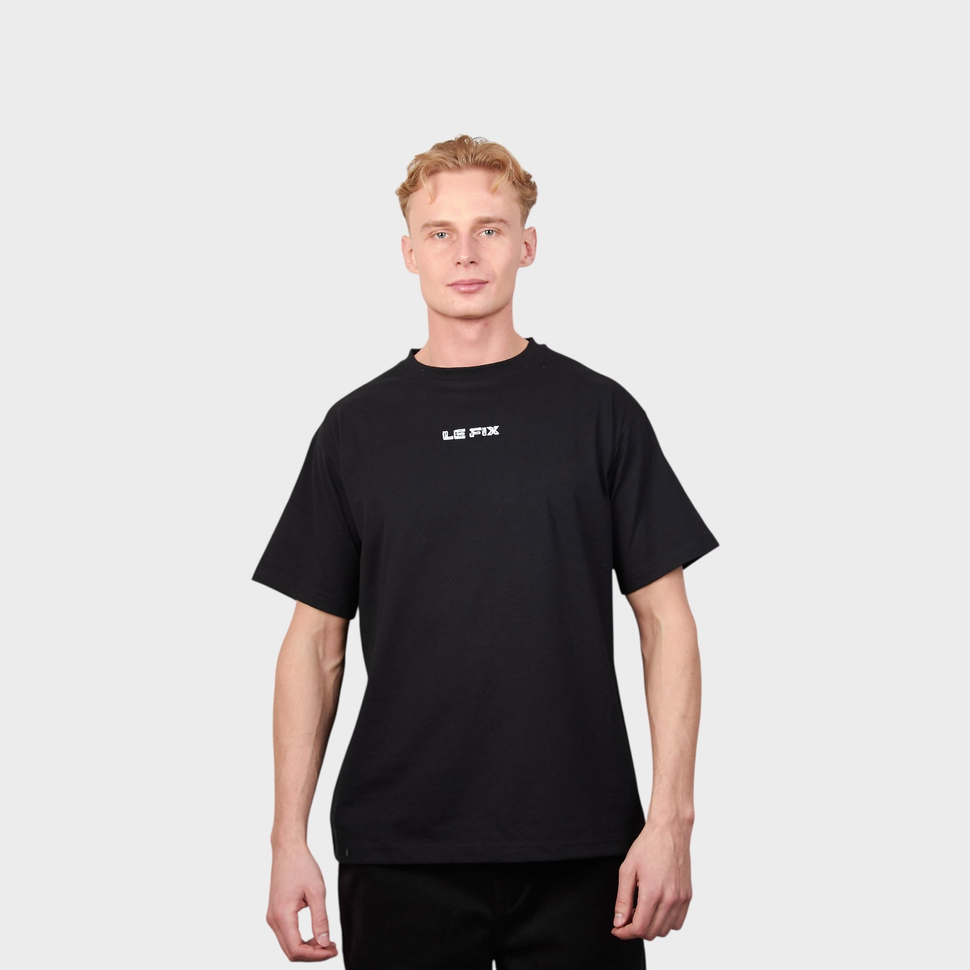 le-fix-scratched-t-shirt-schwarz-sticklogo-baumwolle image 2