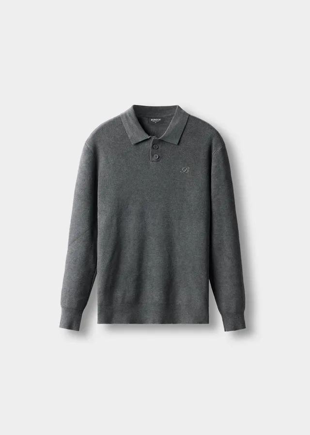 burocs-knitwear-heavy-polo-strickpullover-grau-slim-fit image 1
