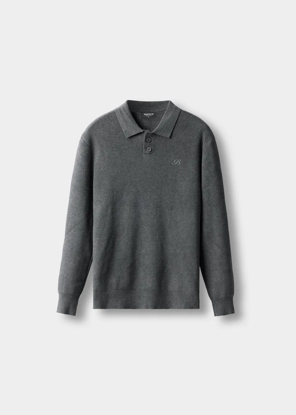 burocs-knitwear-heavy-polo-strickpullover-grau-slim-fit image 1