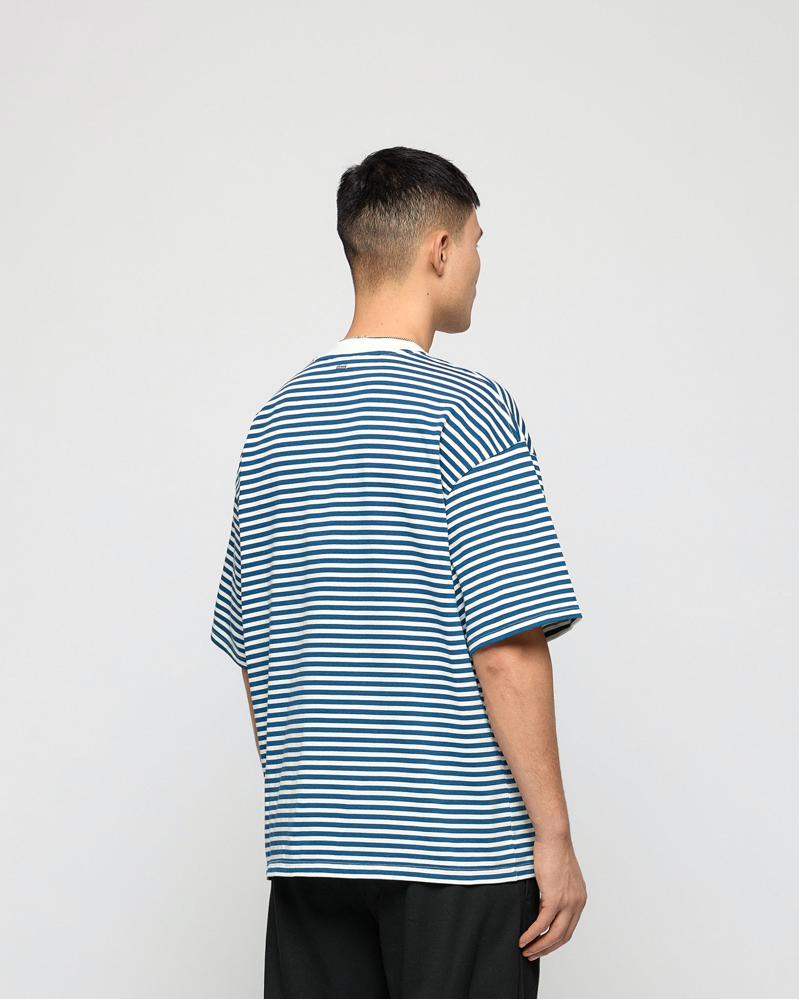 eightyfive-striped-contrast-t-shirt-herren-blue-320gsm image 4