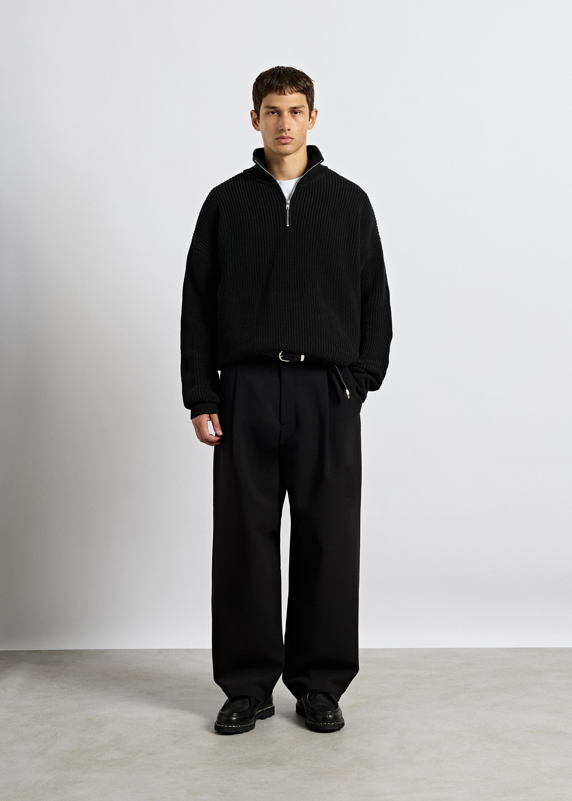 burocs-knitwear-chunky-knit-half-zip-pullover-schwarz image 4