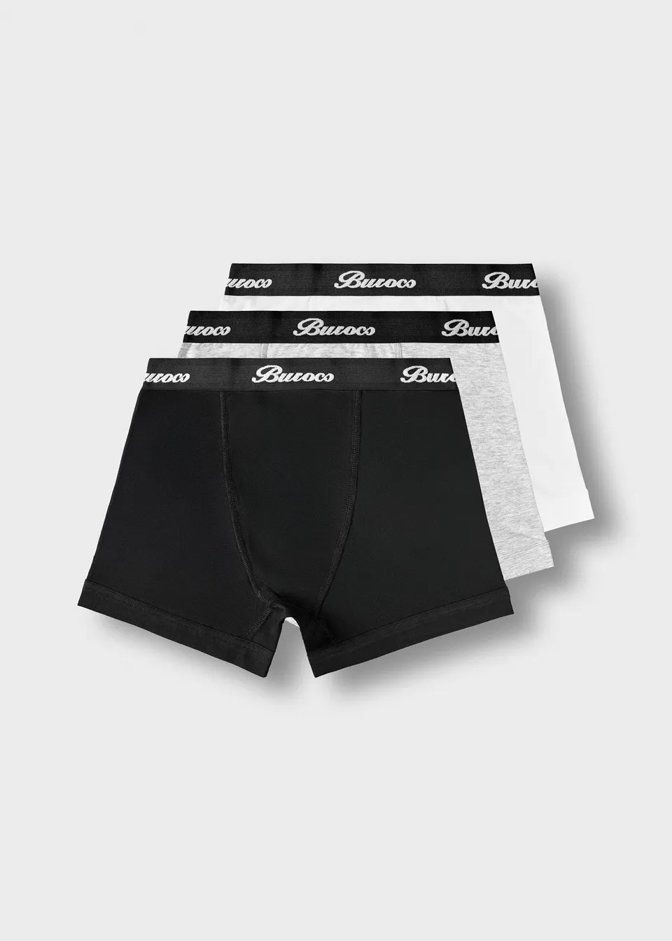 burocs-underwear-logo-trunks-3-pack-white-black-grey image 1