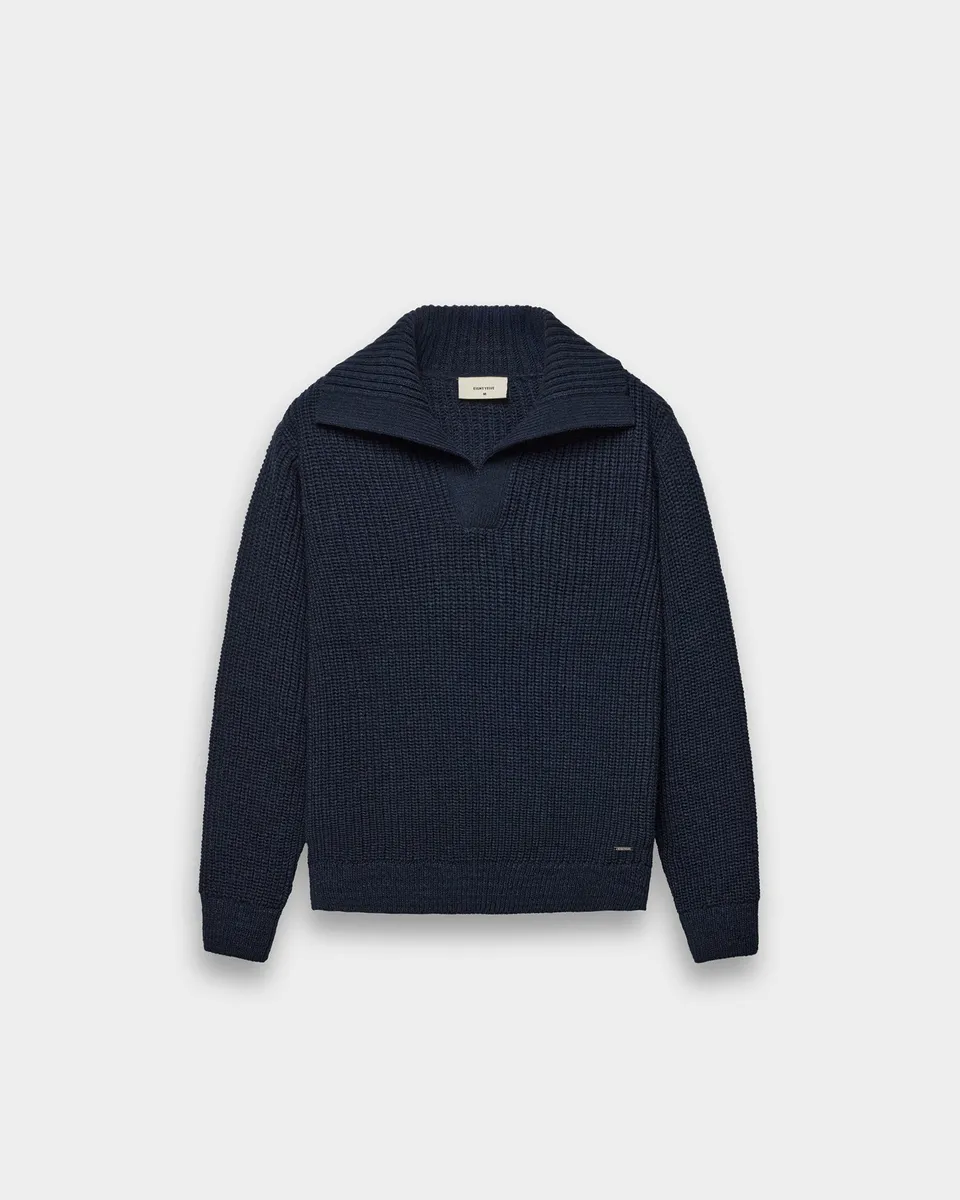 eightyfive-tops-knitted-polo-sweater-herren-navy-wolle image 1