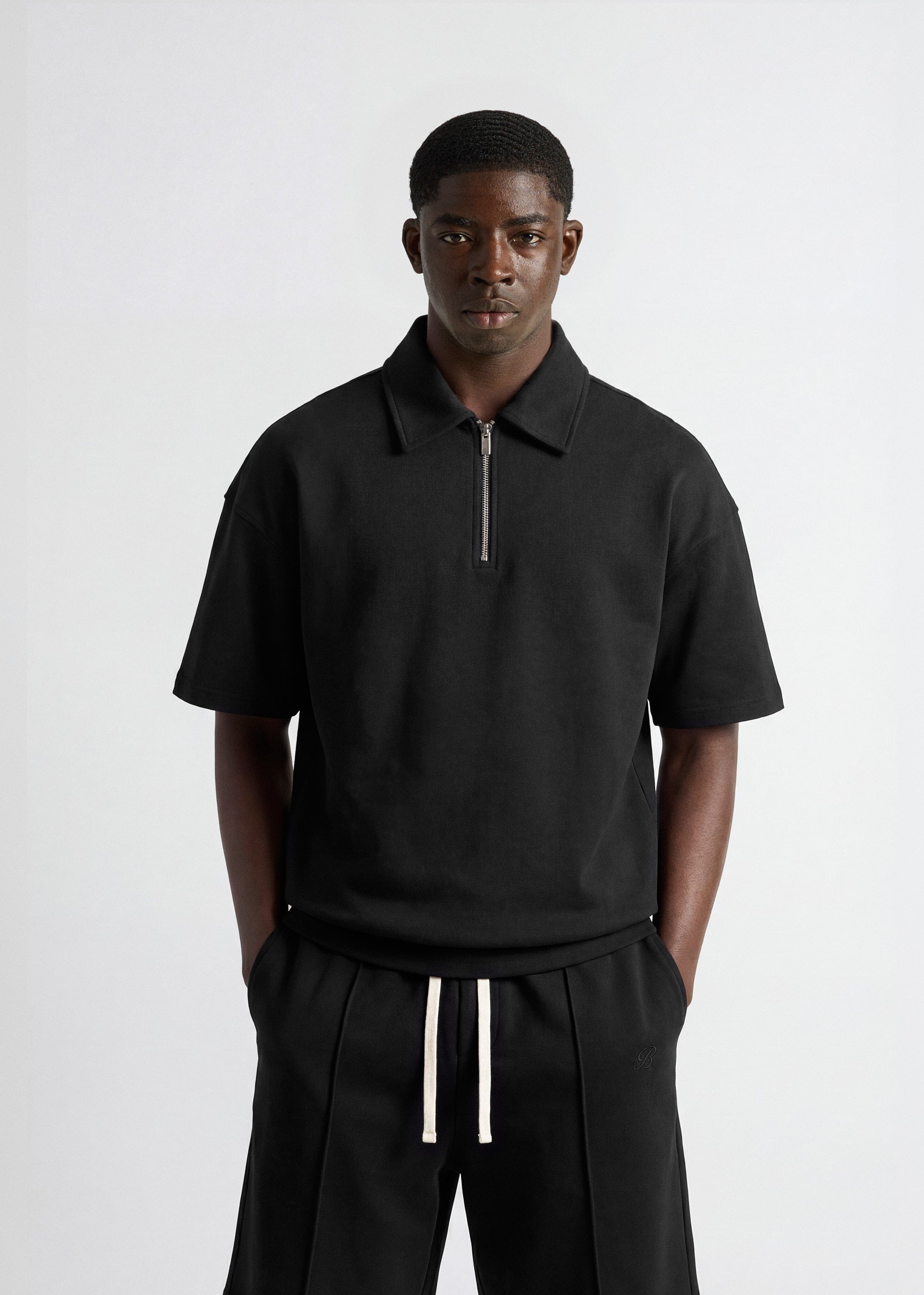 burocs-t-shirts-quarter-zip-t-shirt-poloshirt-schwarz image 4