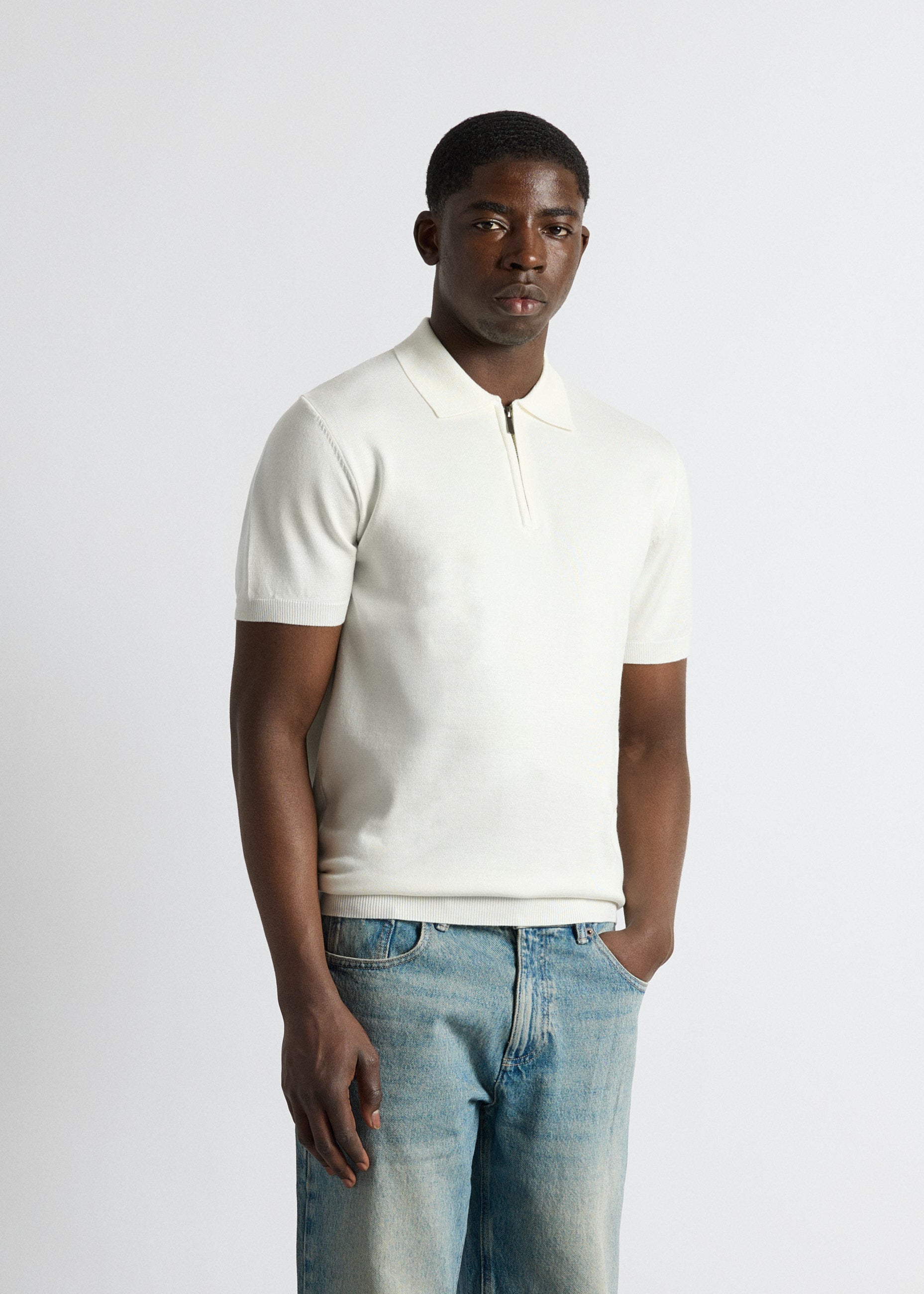burocs-t-shirts-quarter-zip-polo-shirt-off-white-slim-fit image 4