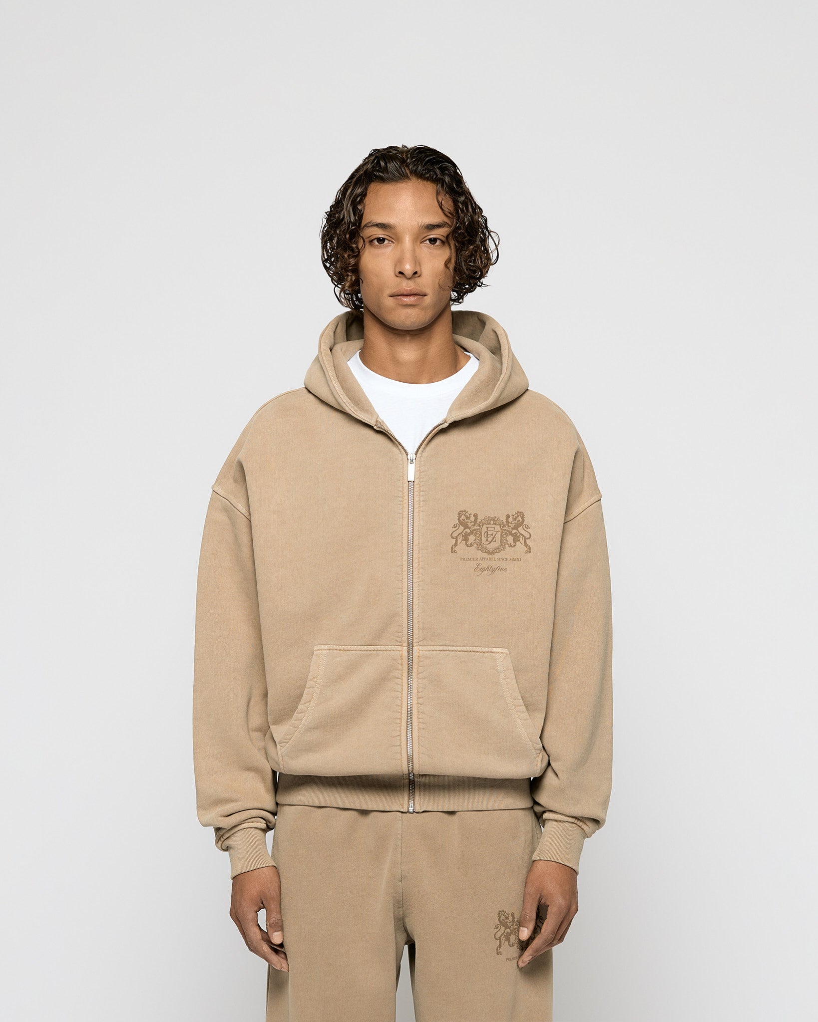 eightyfive-tops-washed-premier-zip-hoodie-mocha-490gsm image 2