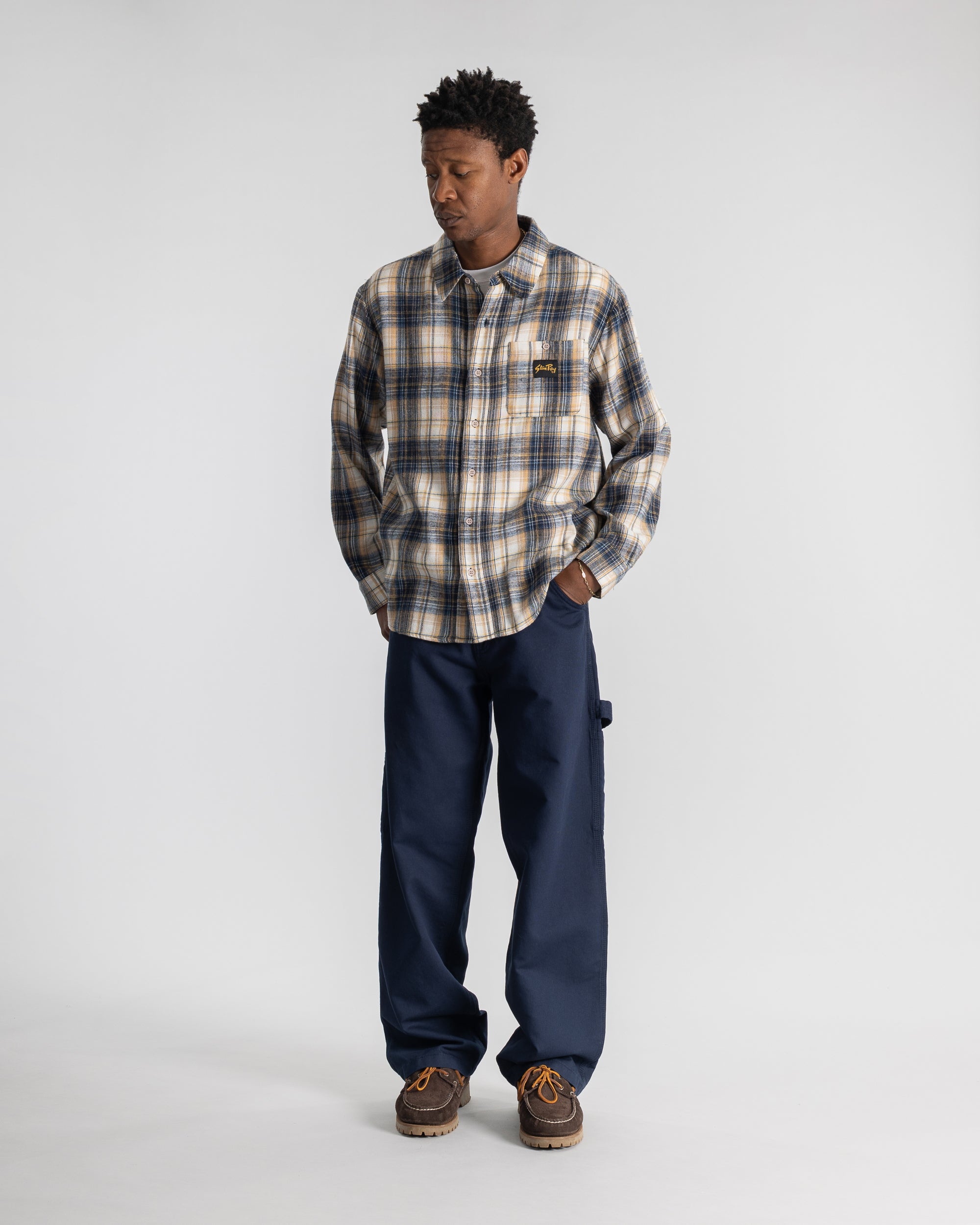 stan-ray-flannel-shirt-hemd-navy-plaid-kurzarm image 2