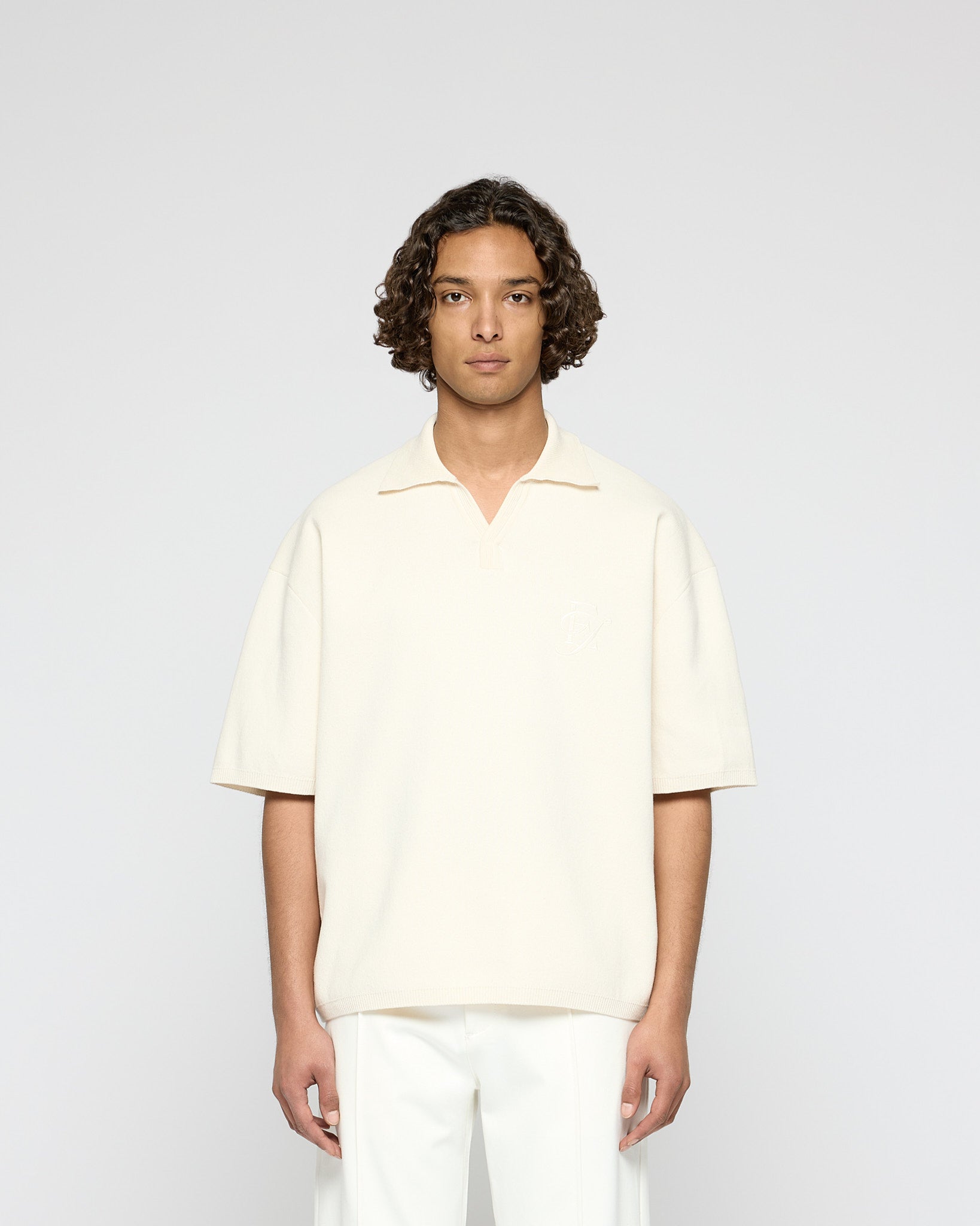 eightyfive-cropped-knit-polo-t-shirt-off-white-baumwolle image 2