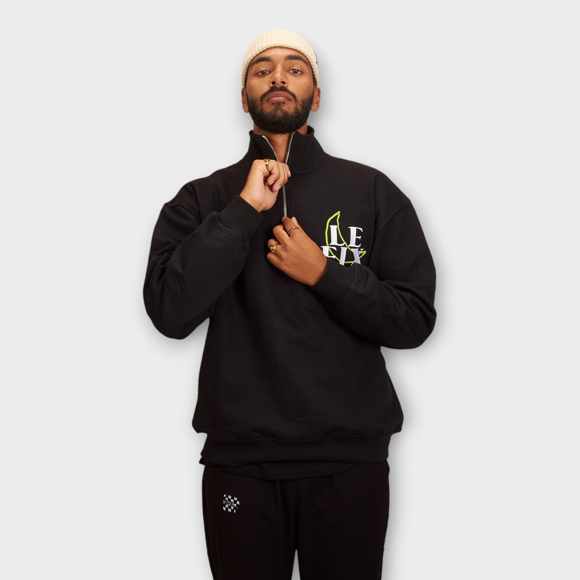 le-fix-moon-quarter-zip-schwarz-100-baumwolle image 3