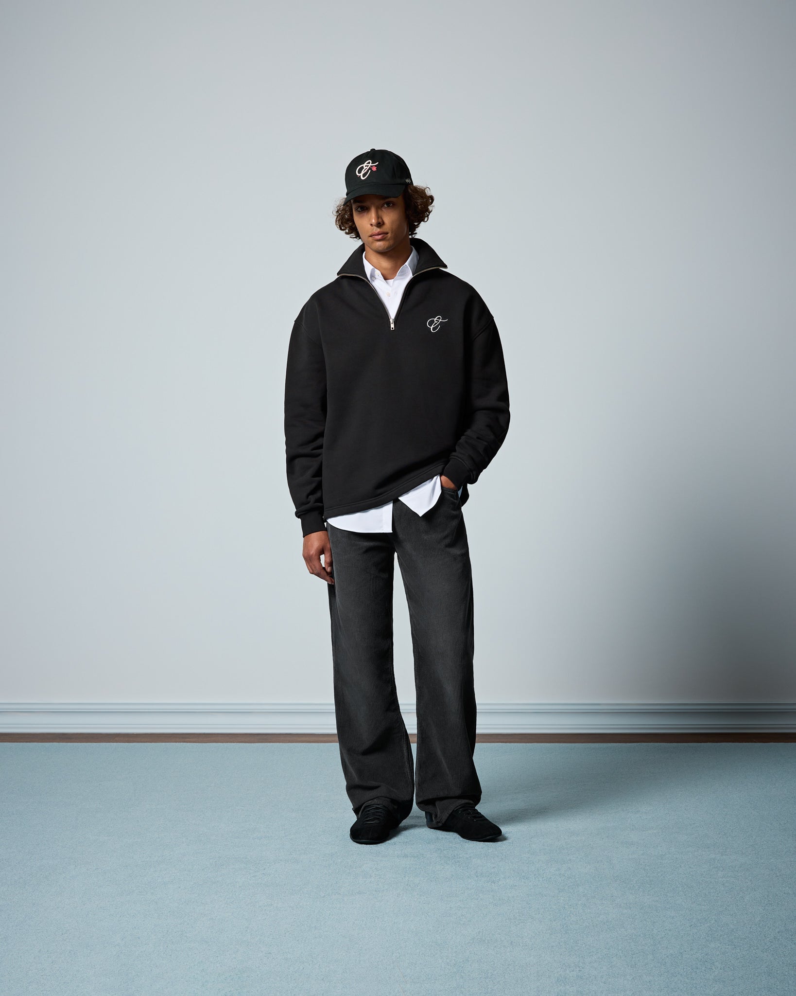 eightyfive-half-zip-sweater-pullover-schwarz-baumwolle image 4