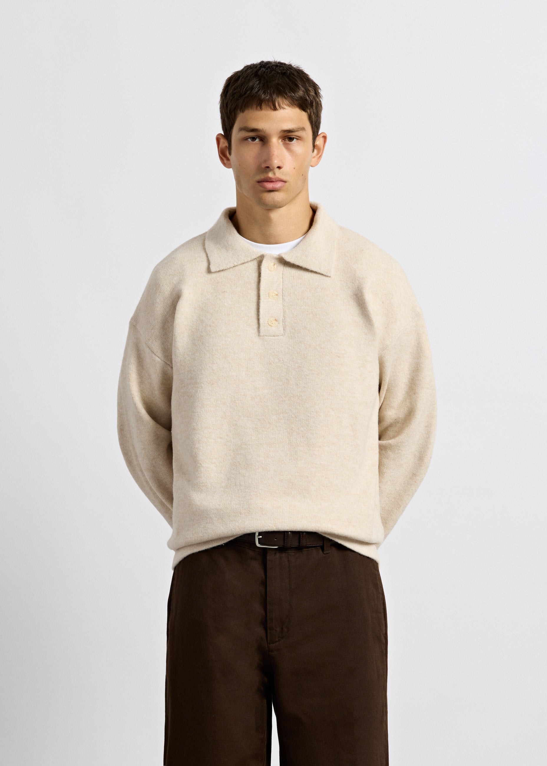 burocs-knitwear-hairy-knit-polo-sweater-beige-wolle image 3