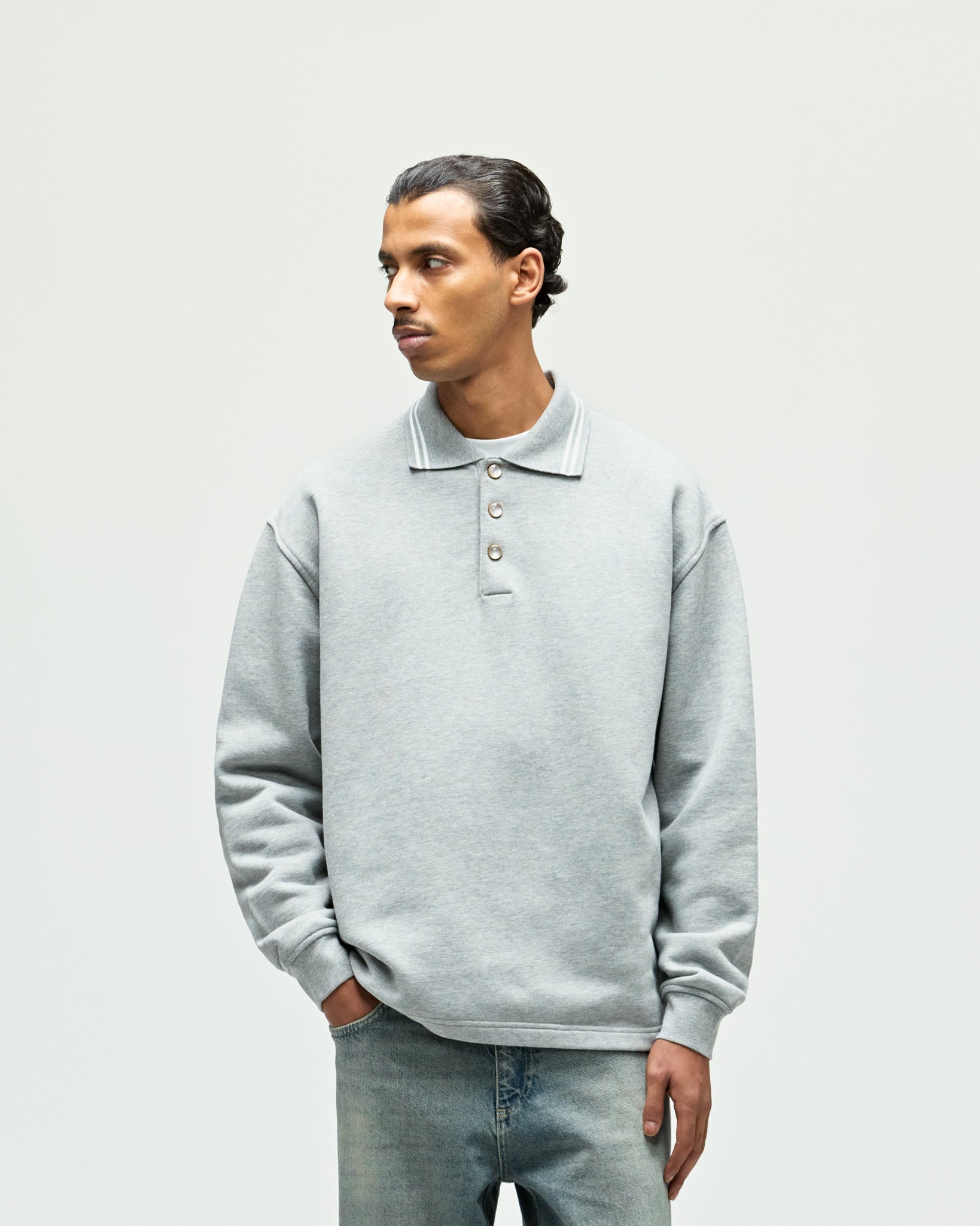 eightyfive-tops-heavy-polo-sweater-sporty-grey-regular image 4