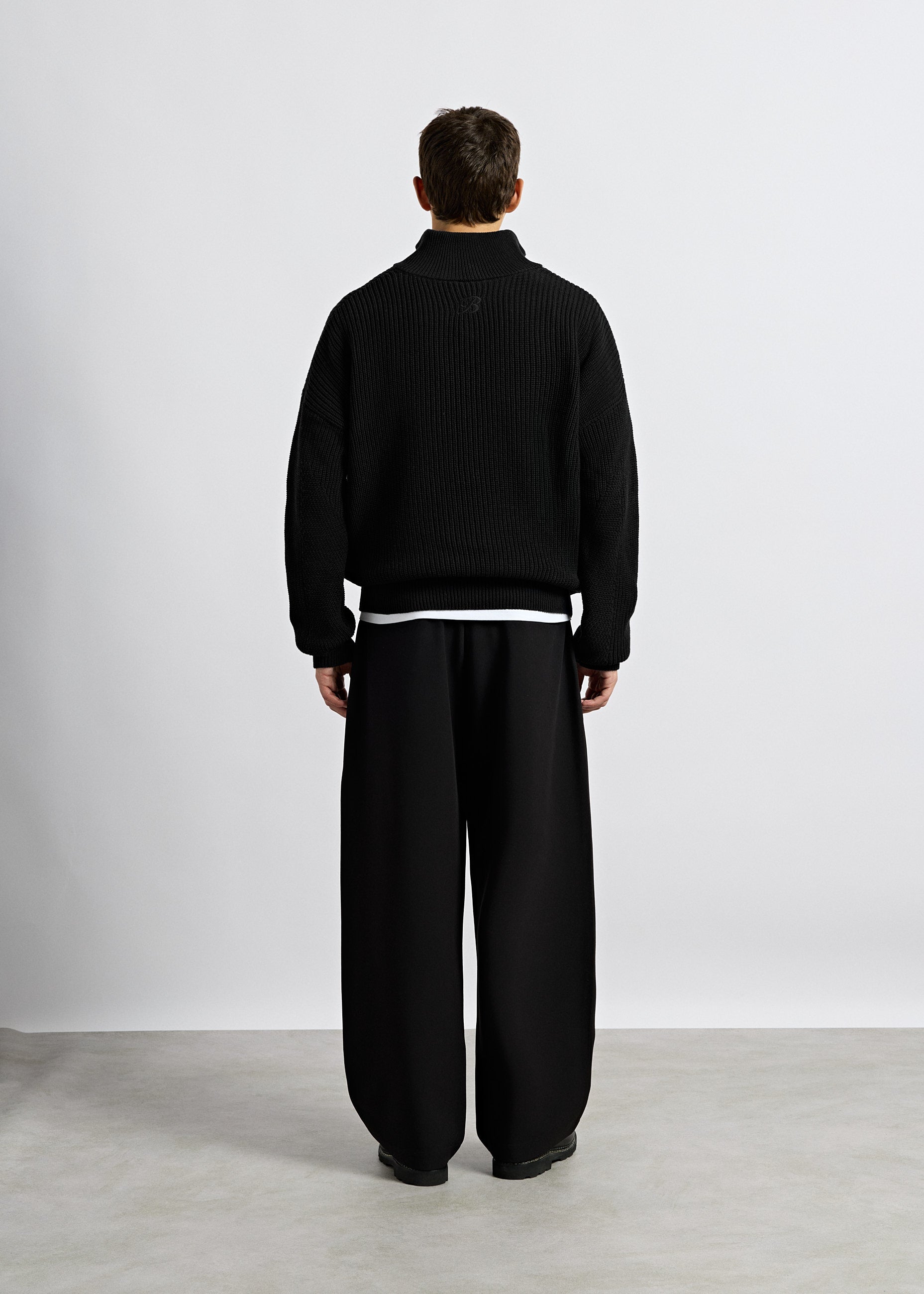 burocs-knitwear-chunky-knit-half-zip-pullover-schwarz image 5
