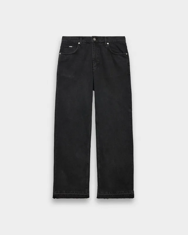 eightyfive-open-hem-loose-denim-jeans-black-washed-loose-fit image 1