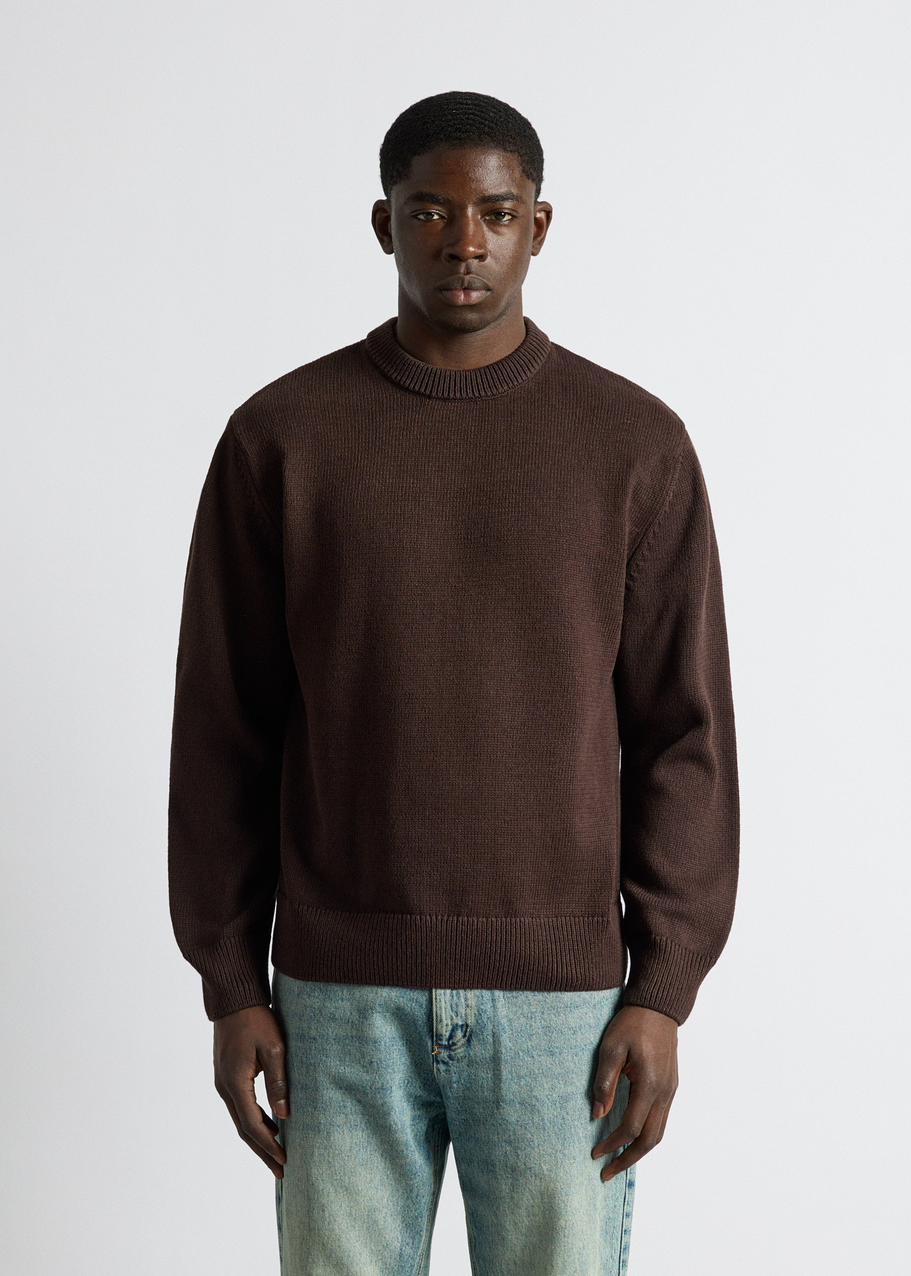 burocs-sweater-cotton-crewneck-sweater-pullover-brown-oversized image 3