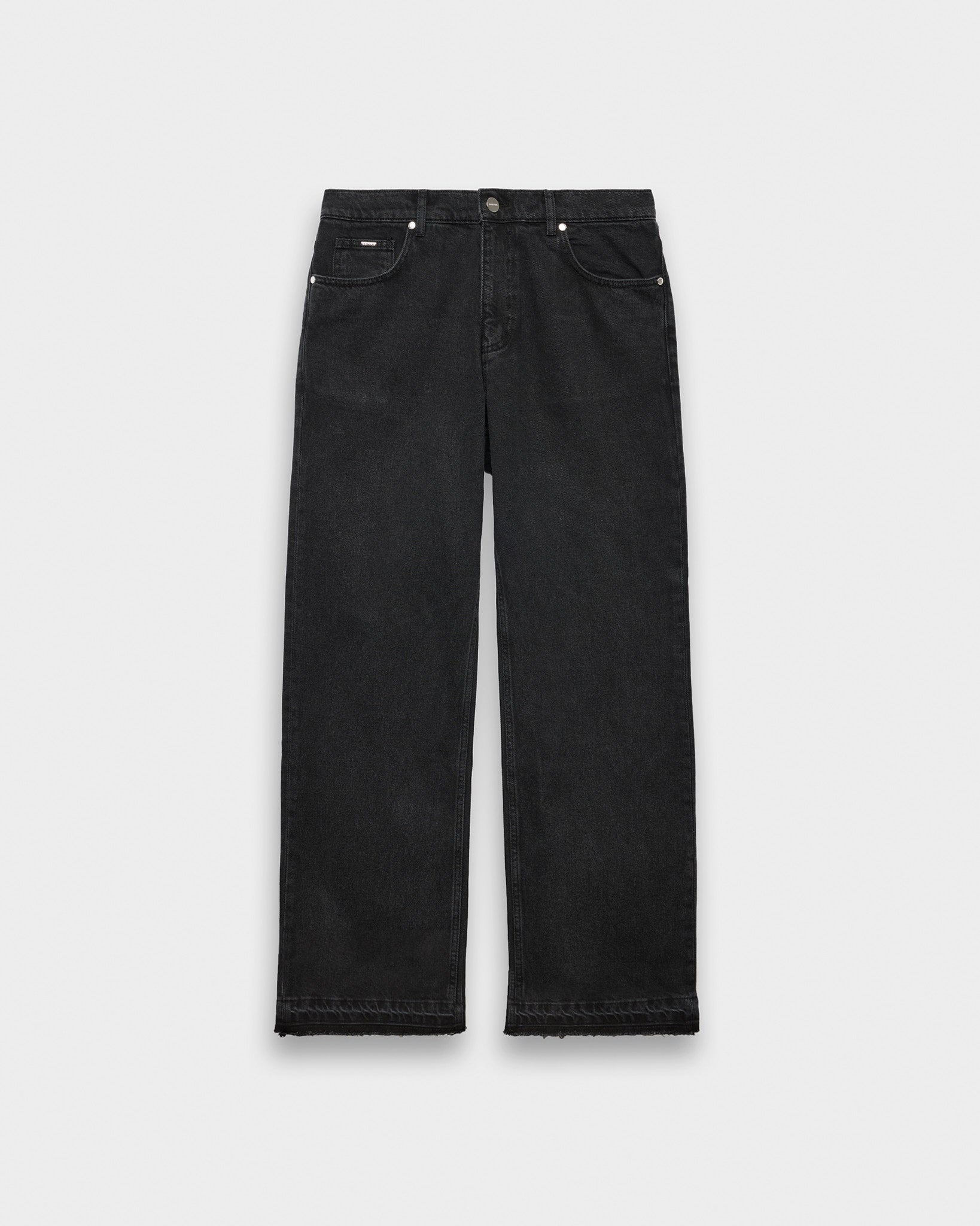 eightyfive-open-hem-loose-denim-jeans-black-washed-loose-fit image 1