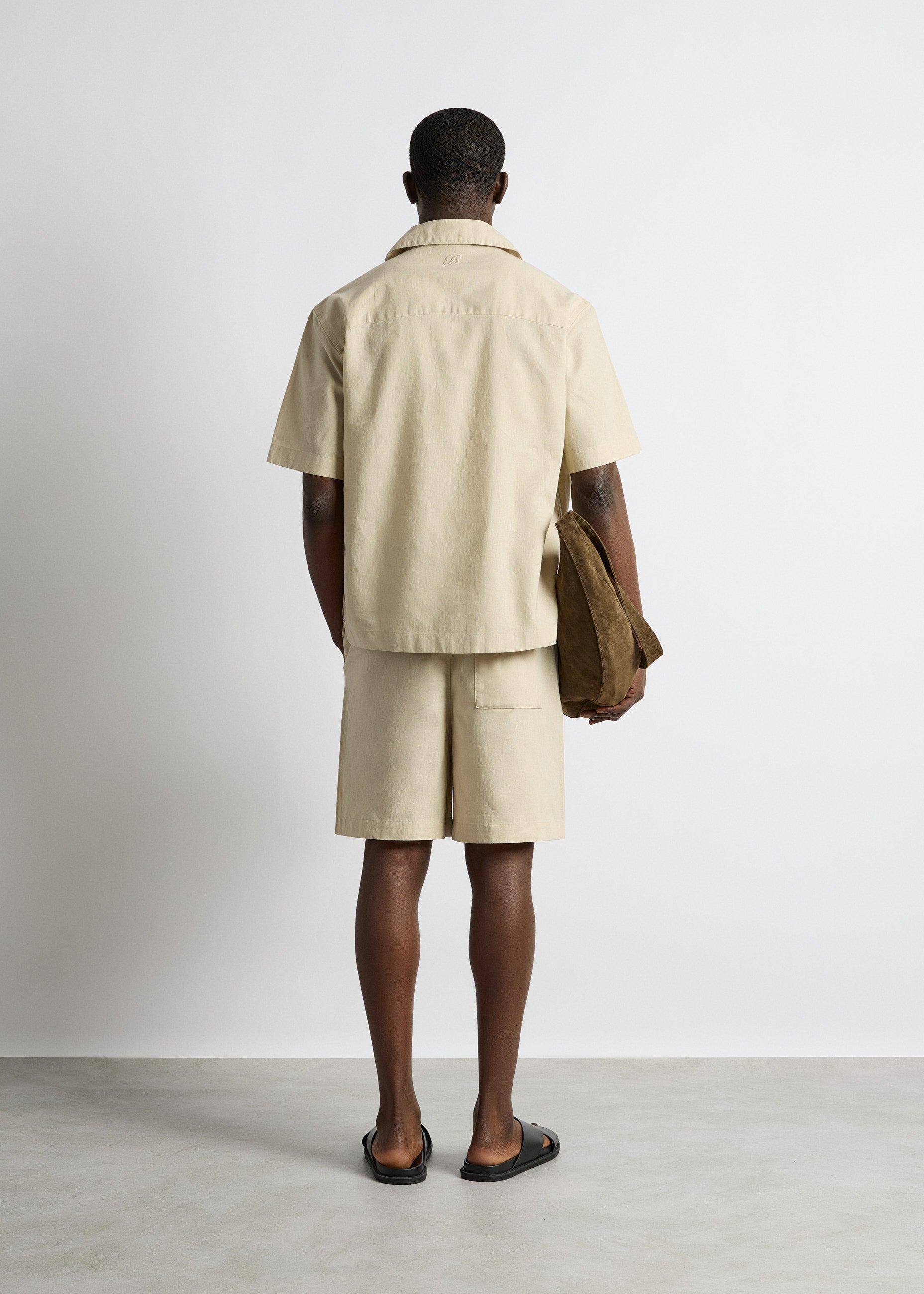 burocs-shirts-linen-blend-short-sleeve-shirt-beige image 6