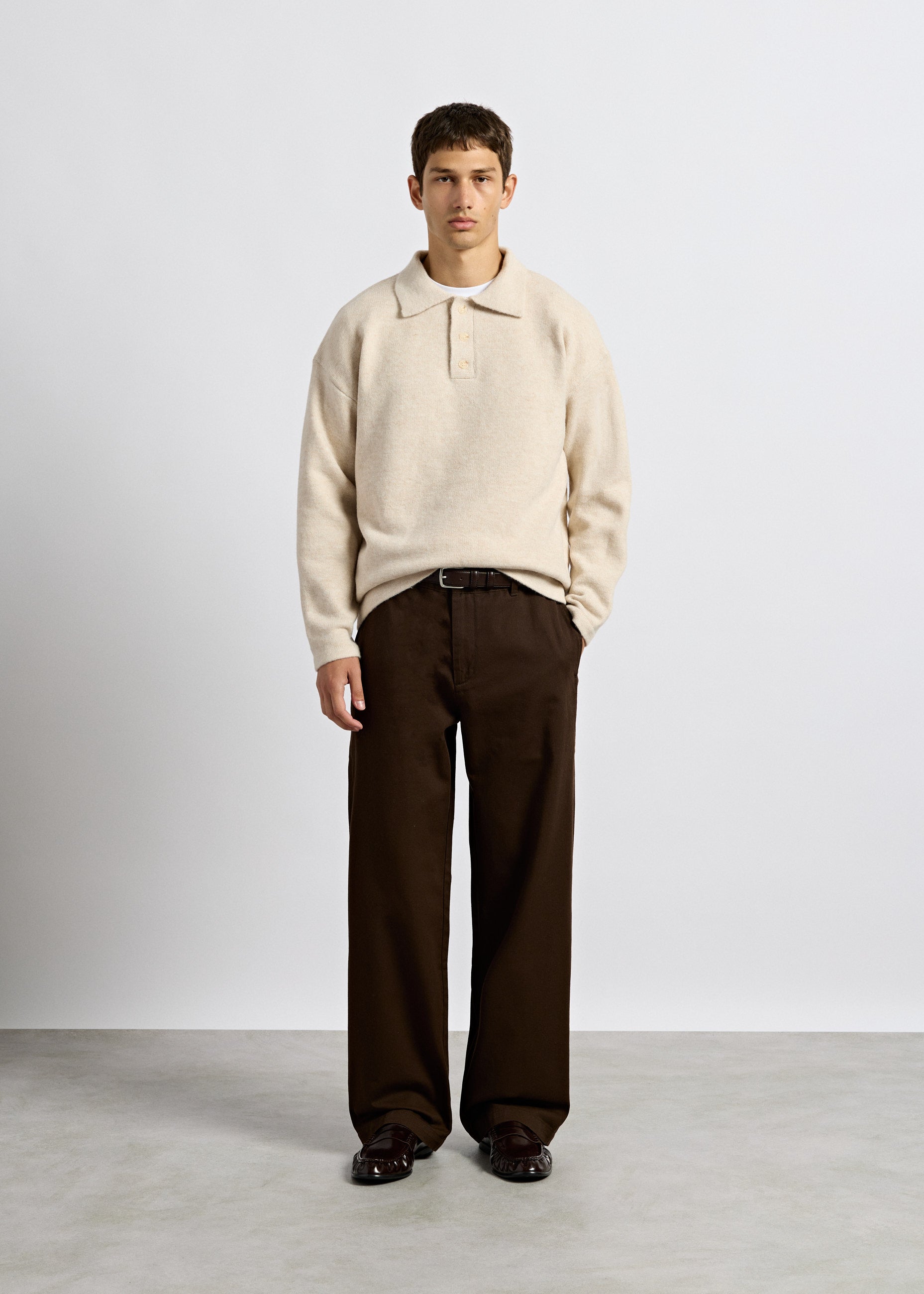 burocs-knitwear-hairy-knit-polo-sweater-beige-wolle image 4