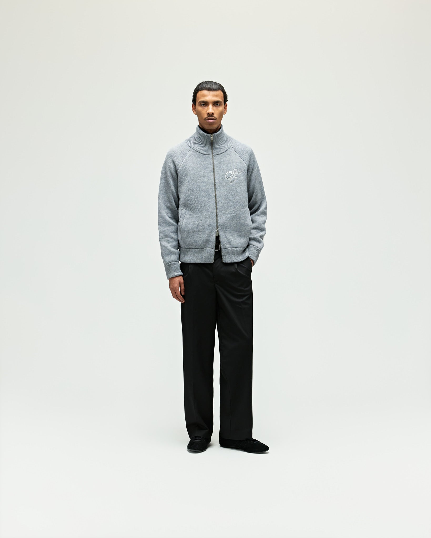 eightyfive-heavy-knit-zip-up-strickjacke-grey-melange-wolle image 4