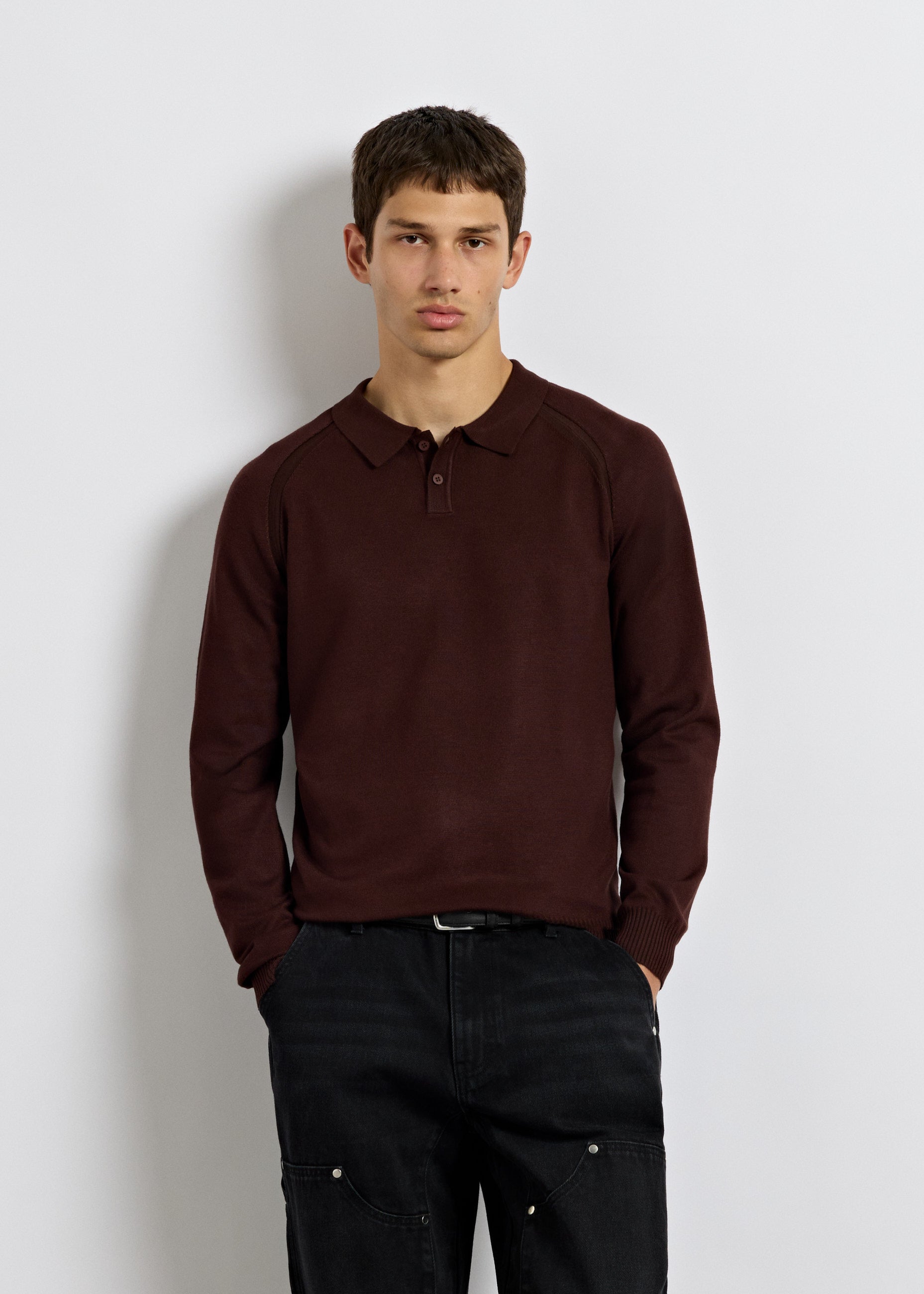 burocs-fine-knit-polo-sweater-strickpolo-dark-chocolate image 3