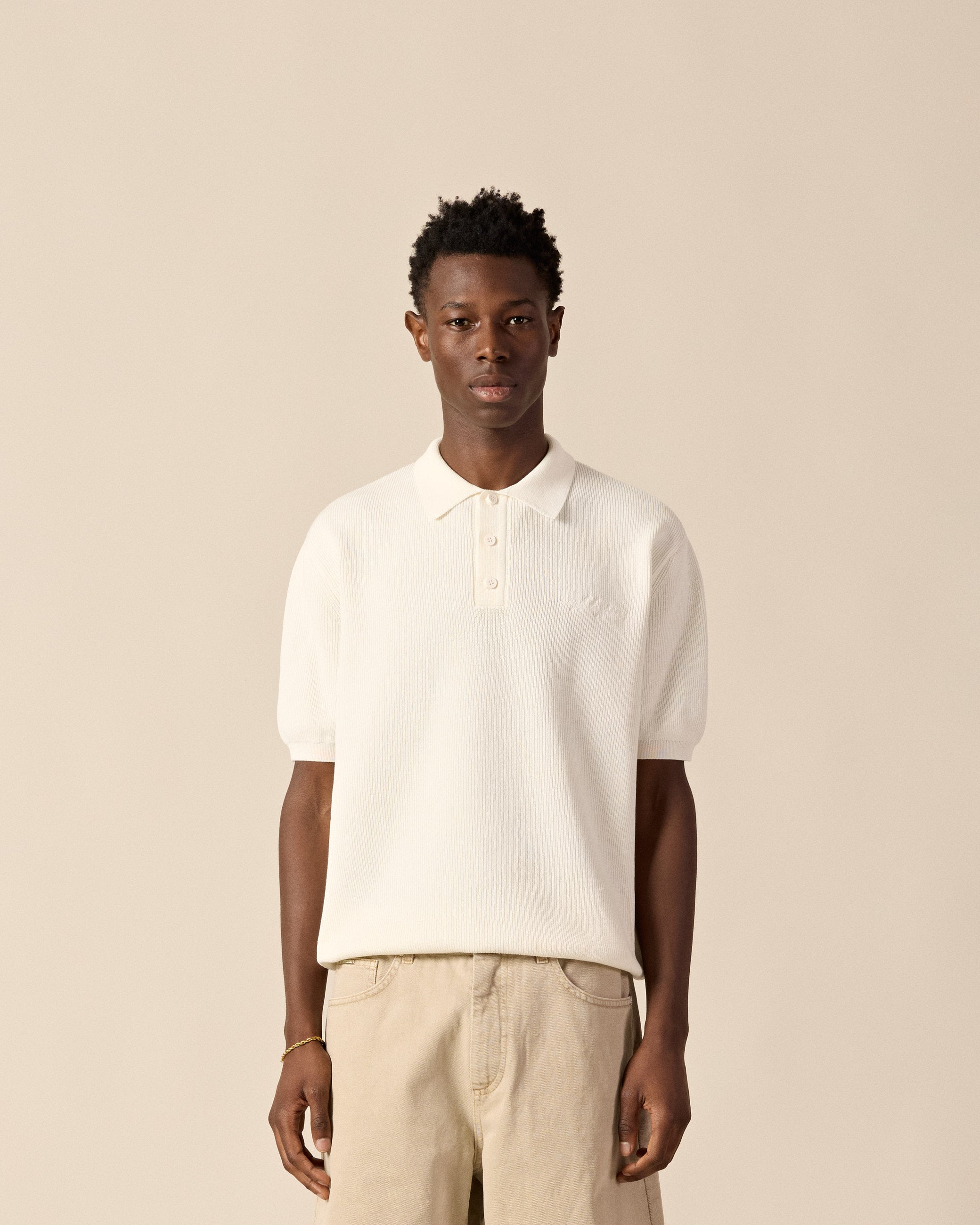 eightyfive-knit-poloshirt-off-white-baumwolle image 3