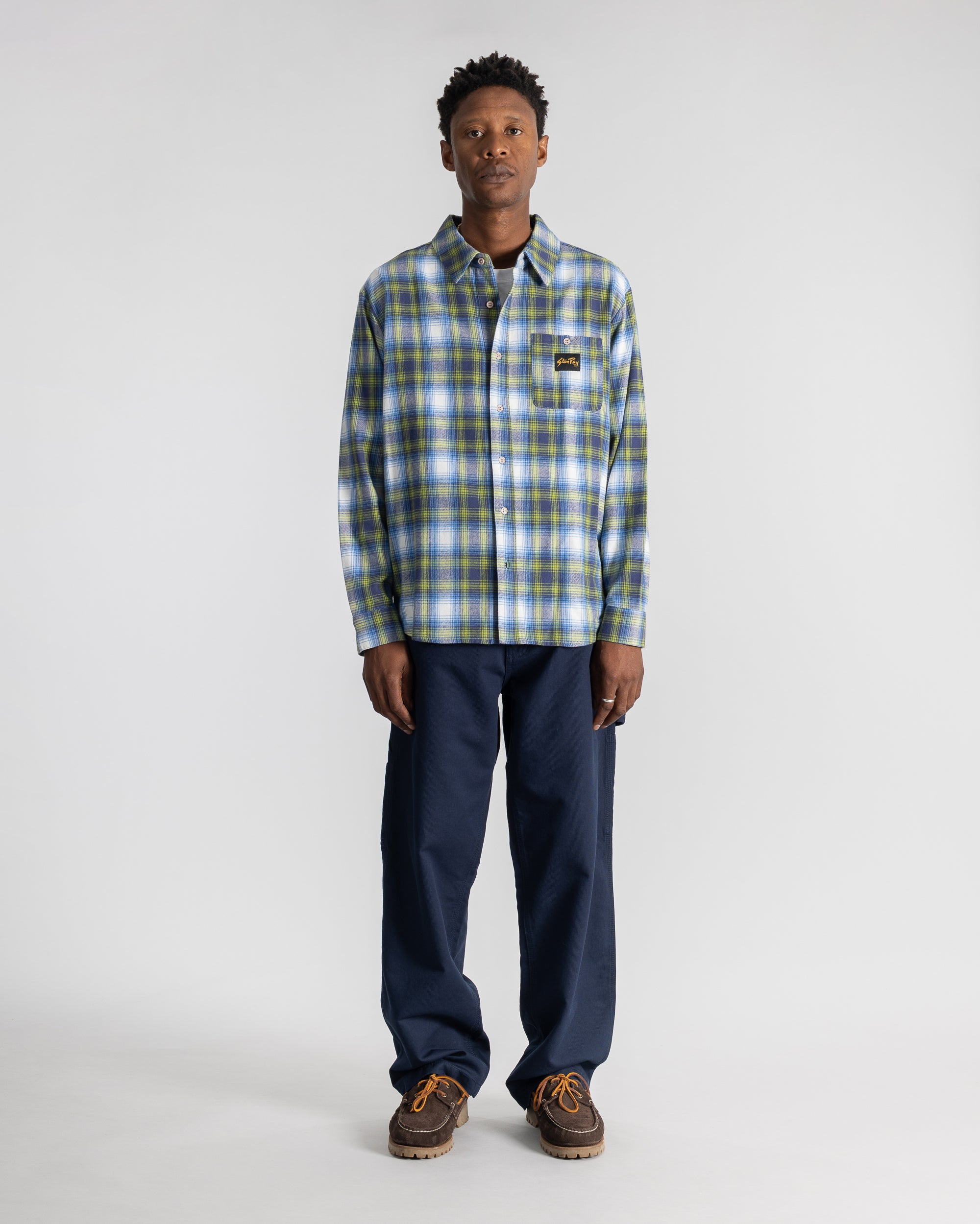 stan-ray-flannel-shirt-herren-hemd-bright-blue-plaid-kurzarm image 2