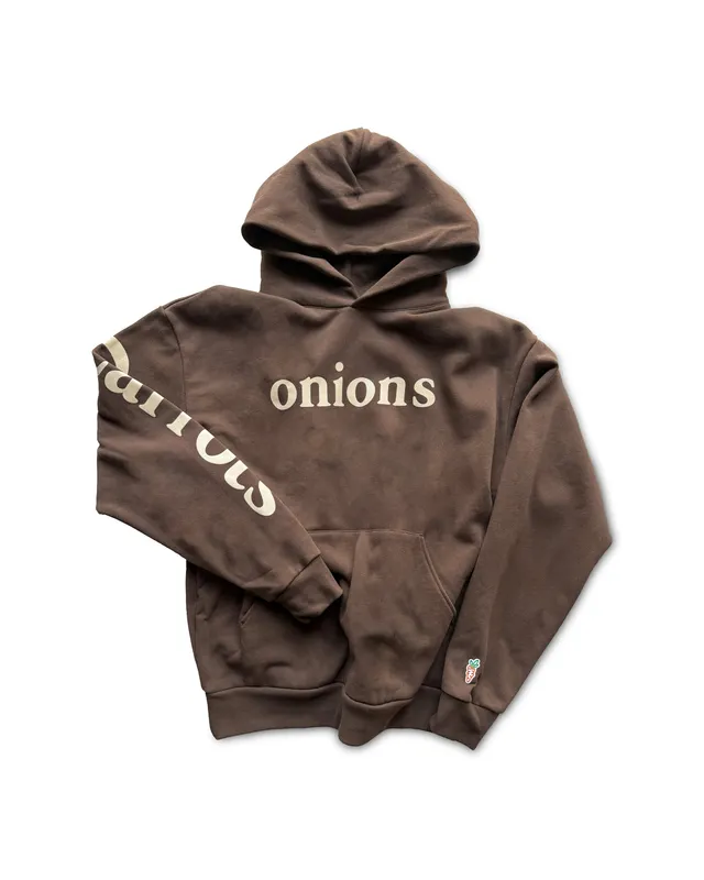 carrots-onions-wordmark-hoodie-braun-heavy-fleece image 1