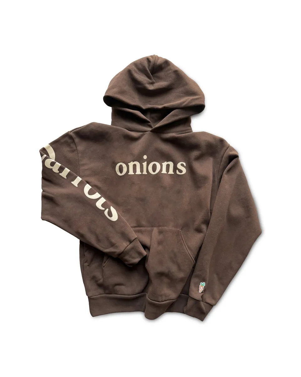 carrots-onions-wordmark-hoodie-braun-heavy-fleece image 1