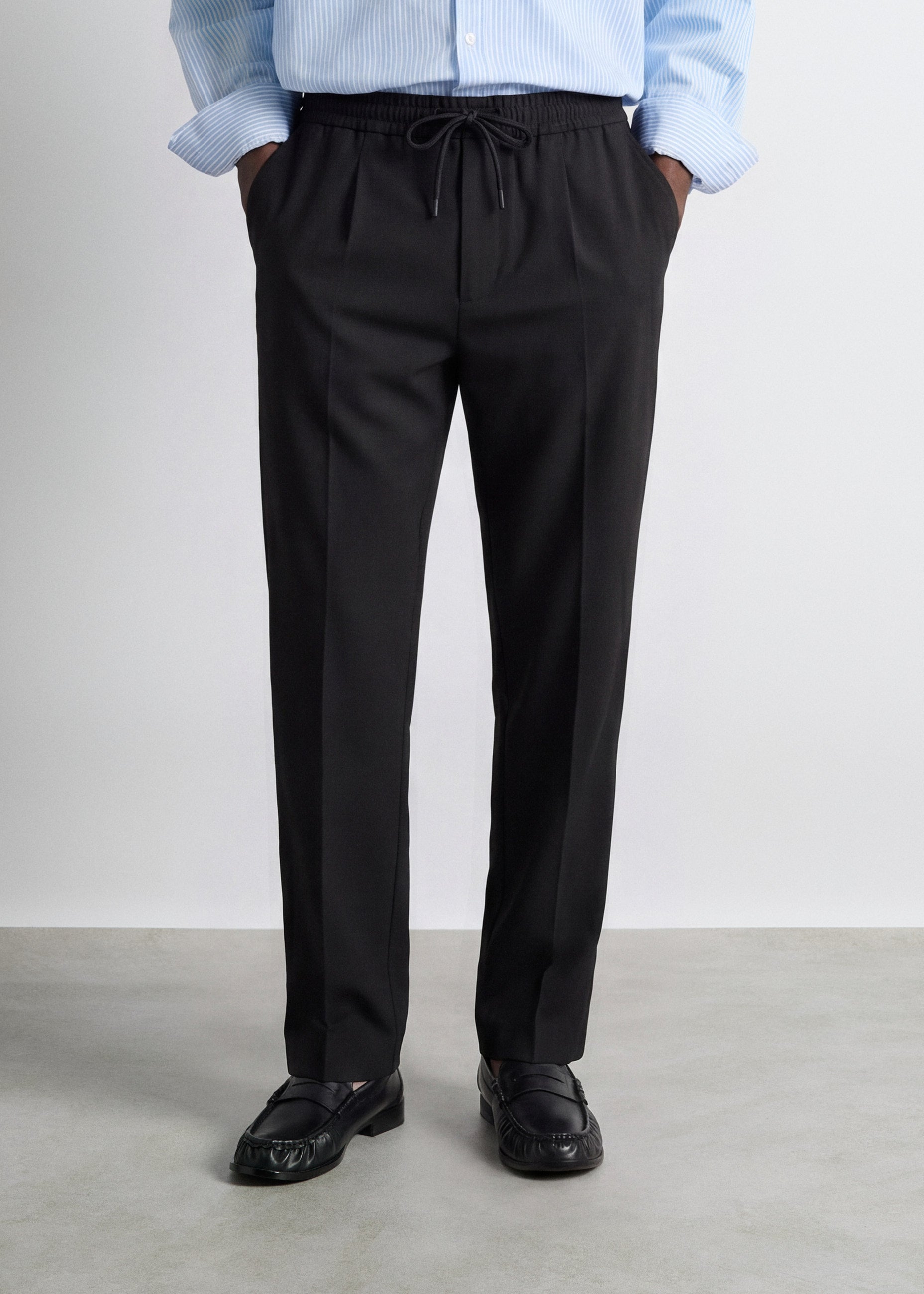 burocs-regular-pants-stoffhose-black-regular-fit-tunnelzug image 3