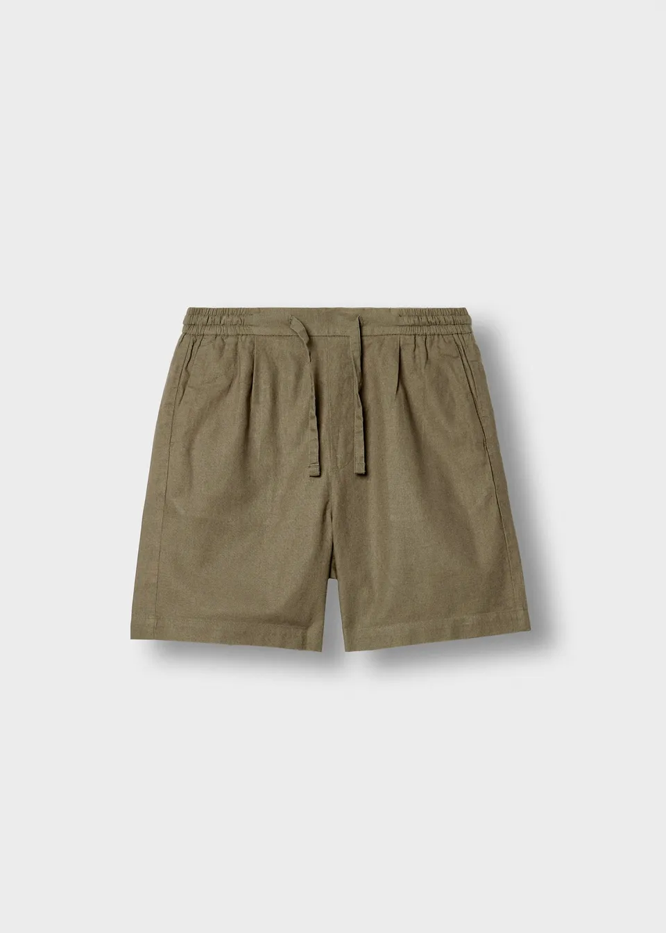 burocs-linen-blend-shorts-khaki-regular-fit image 1
