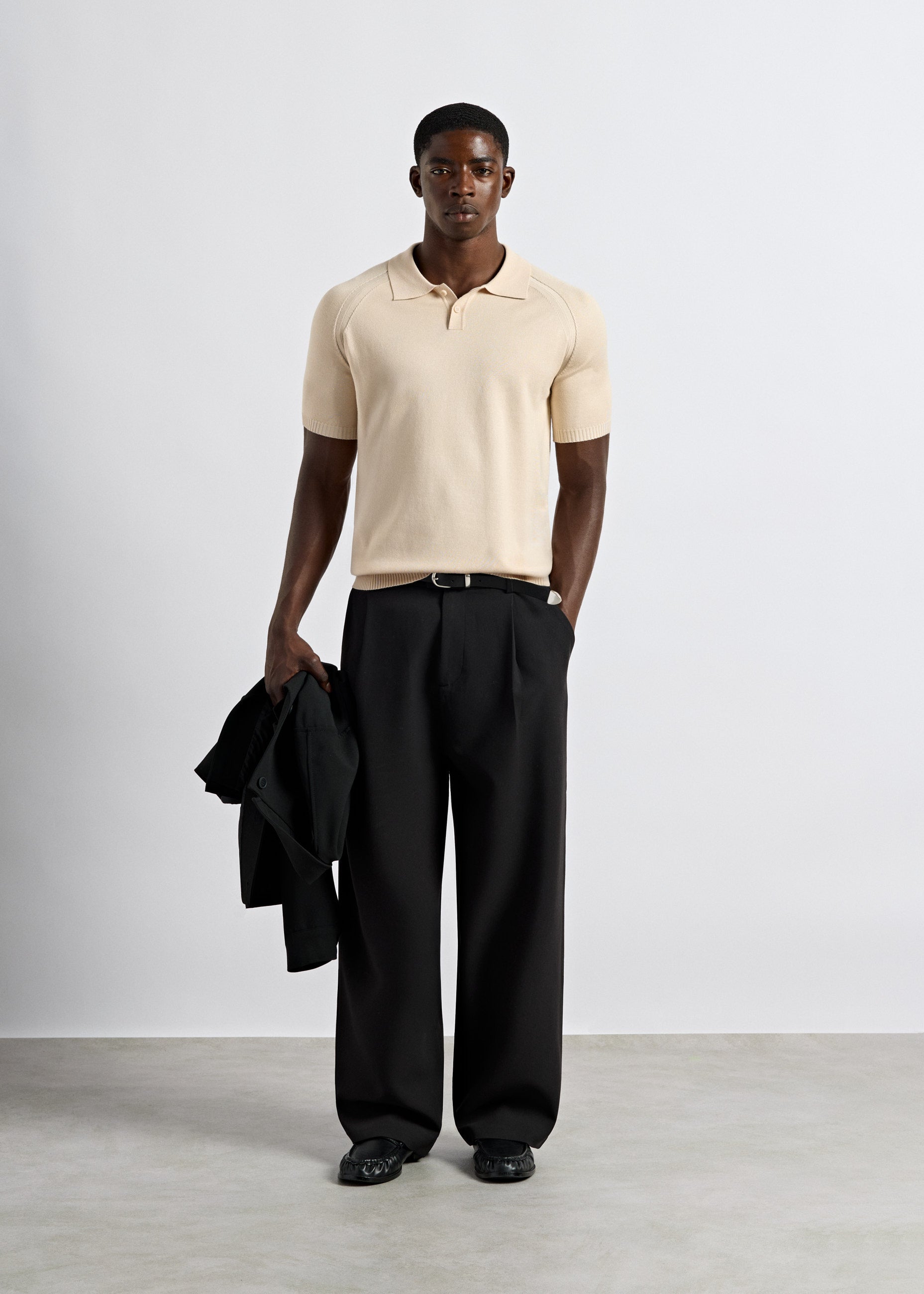 burocs-t-shirts-fine-knit-polo-t-shirt-beige-melange image 4