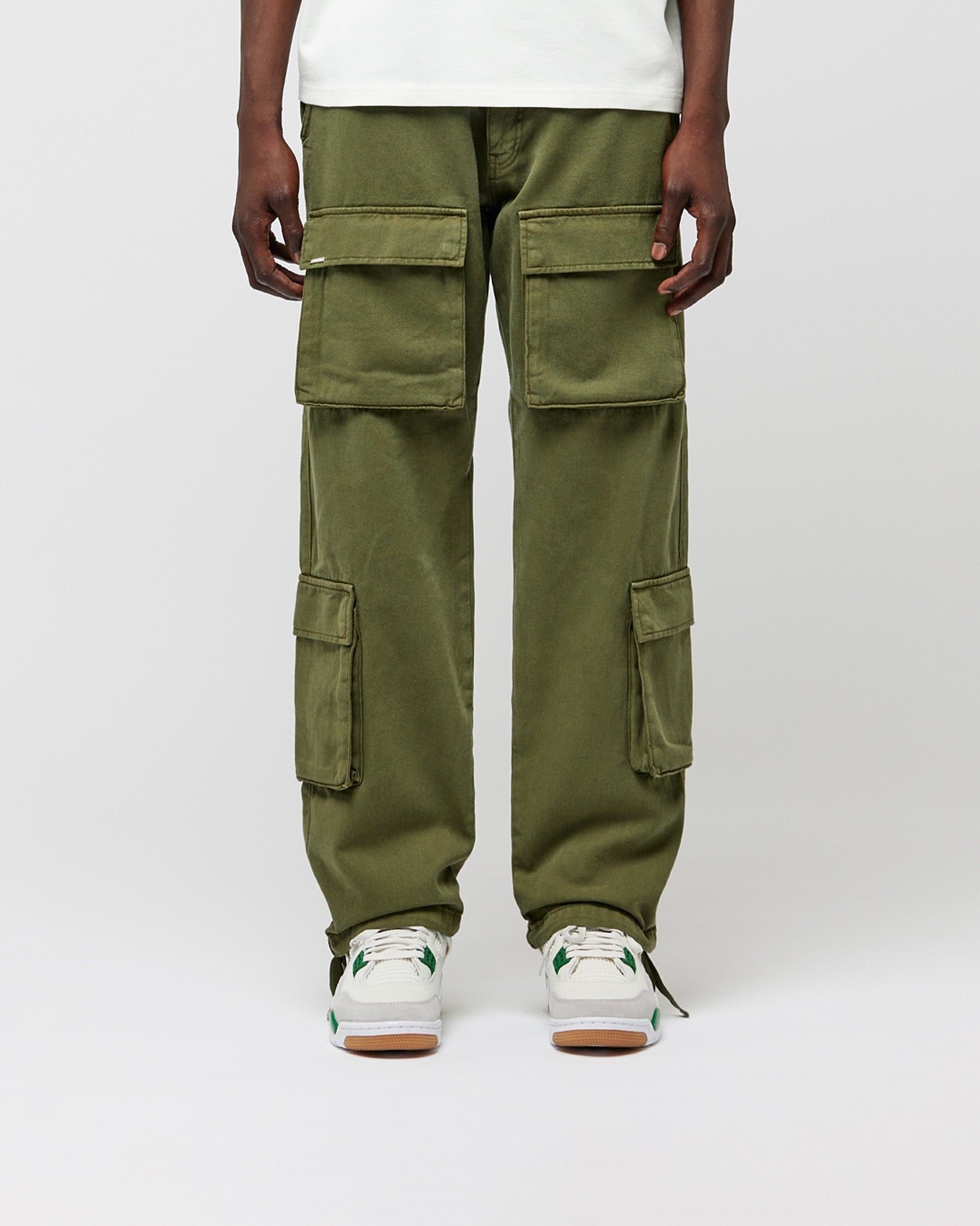 eightyfive-bottoms-front-pockets-baggy-cargo-pants-hose-olive-baumwolle image 2