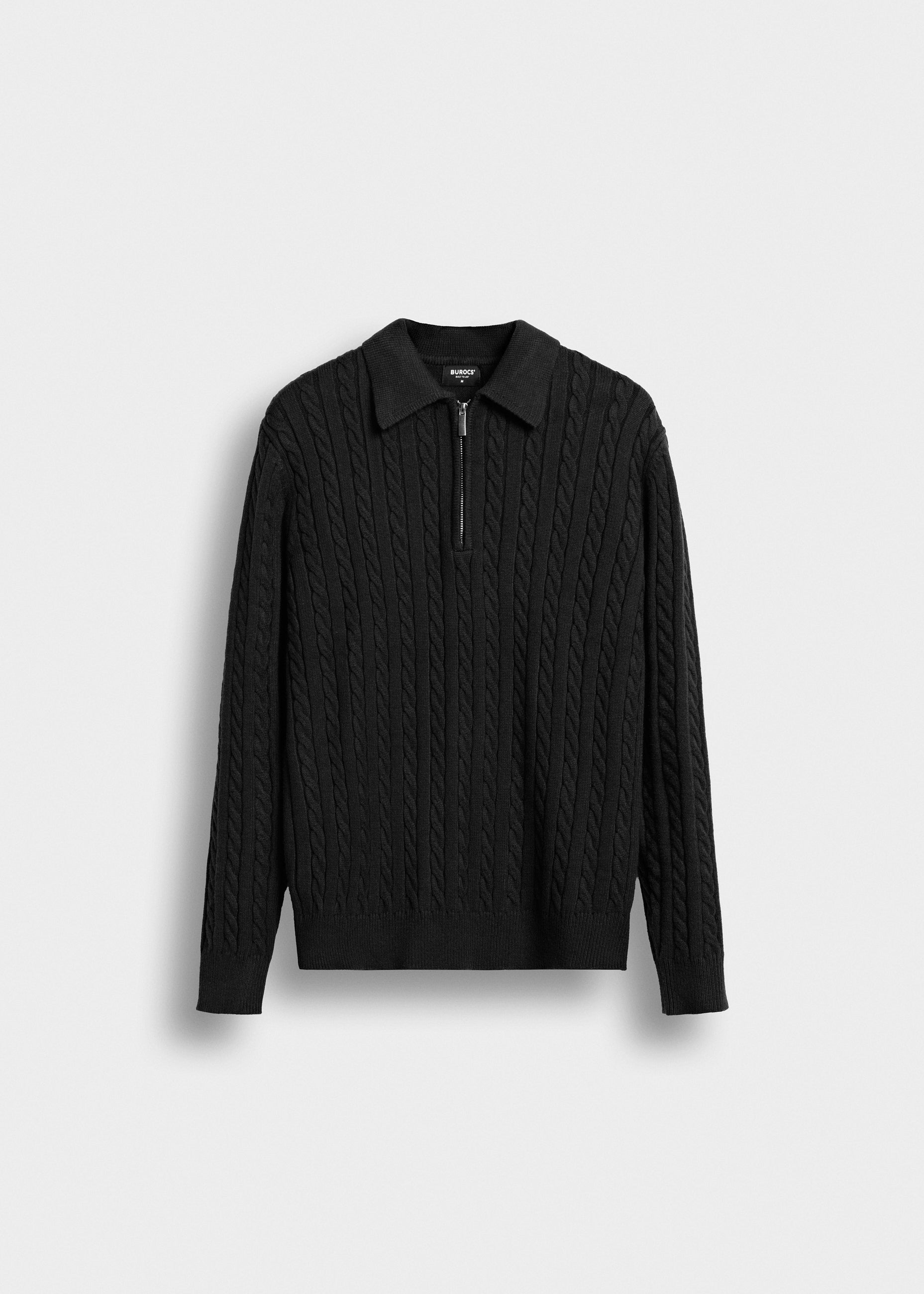 burocs-knitwear-cable-knit-polo-sweater-schwarz-regular image 1
