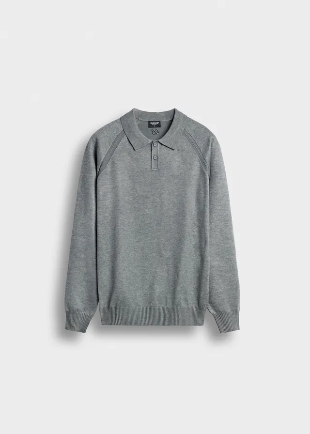 burocs-knitwear-fine-knit-polo-sweater-pullover-grey image 1