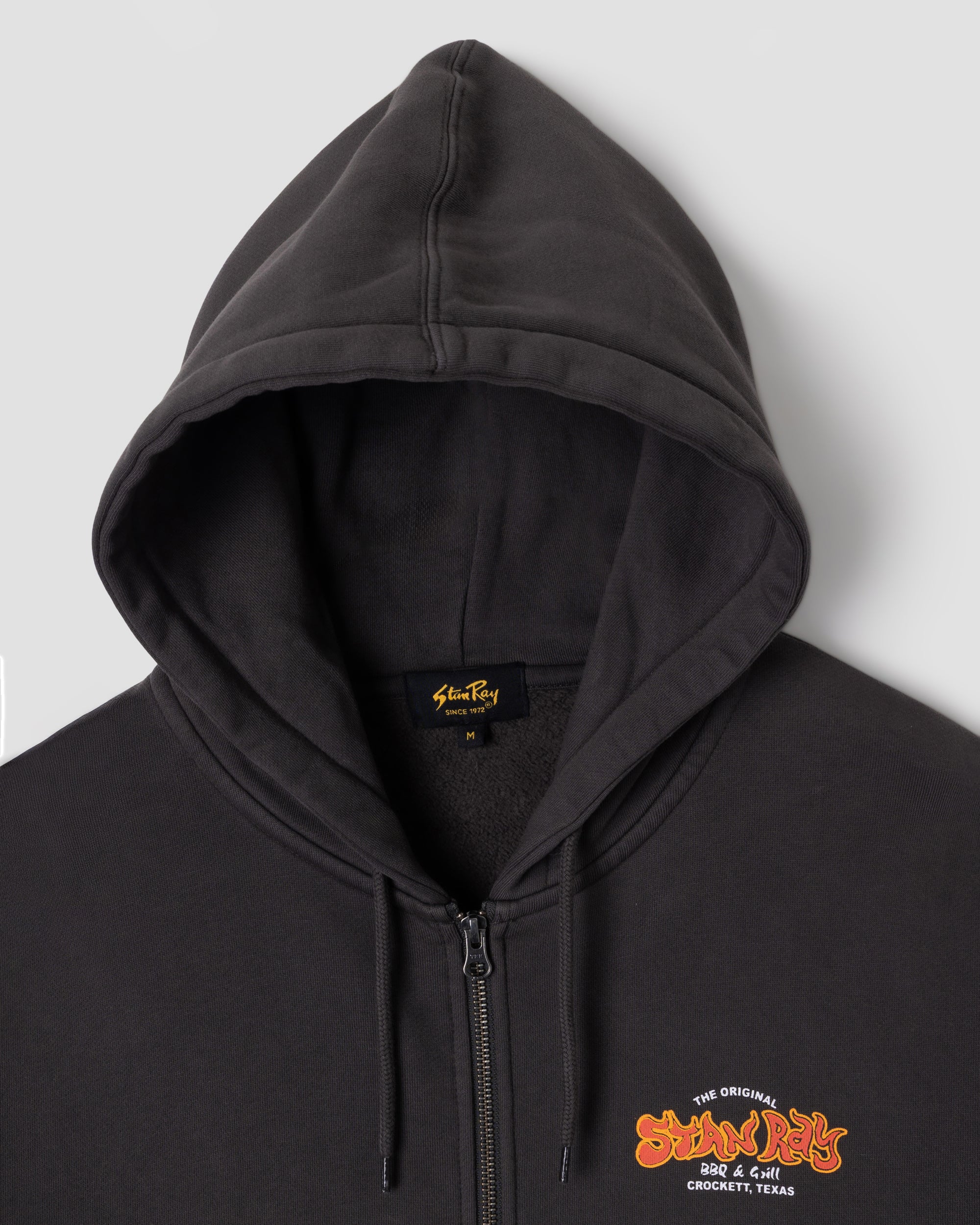 stan-ray-bbq-zip-hoodie-raven-black-kapuze-380gsm image 2