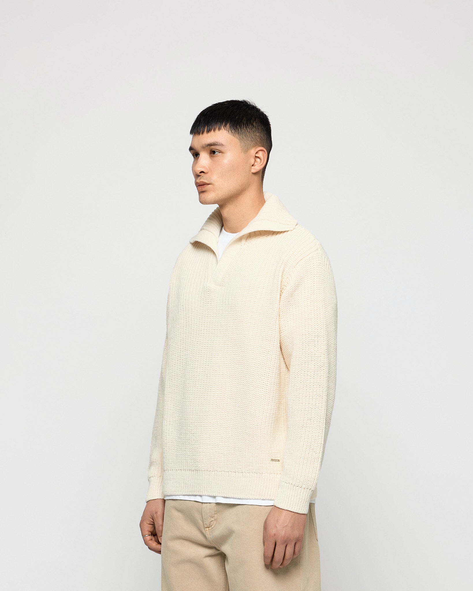 eightyfive-tops-knitted-polo-sweater-strickpullover-beige-wolle image 4