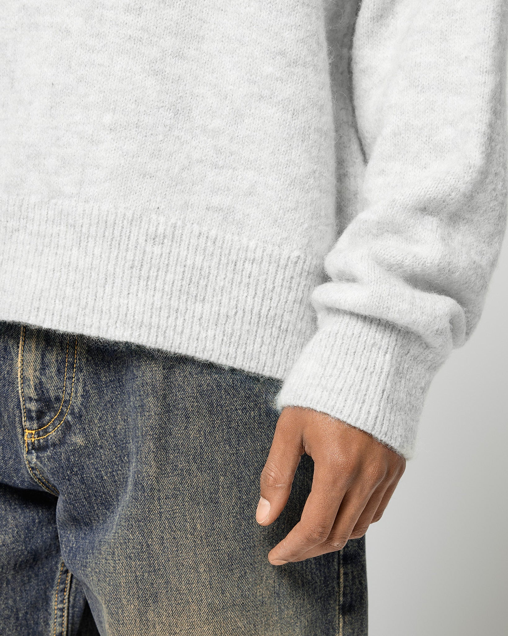 eightyfive-hairy-knitted-polo-strickpullover-light-grey-regular-fit image 7
