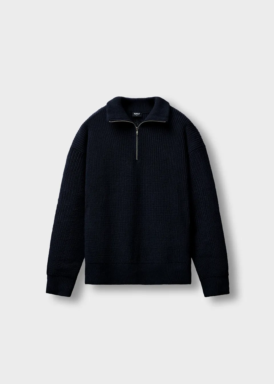 burocs-knitwear-chunky-knit-half-zip-pullover-navy-grobstrick image 1