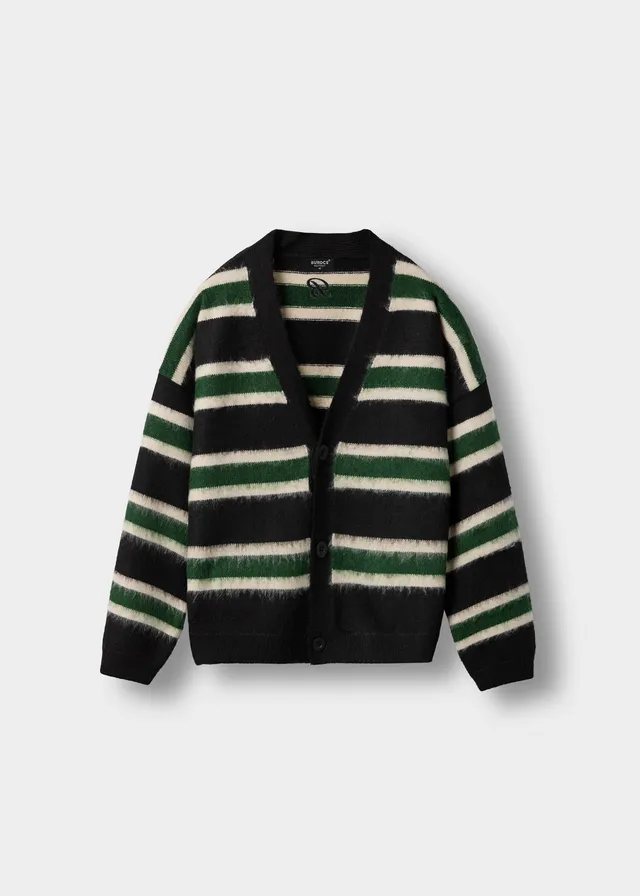 burocs-knitwear-fuzzy-v-neck-cardigan-strickjacke-black image 1