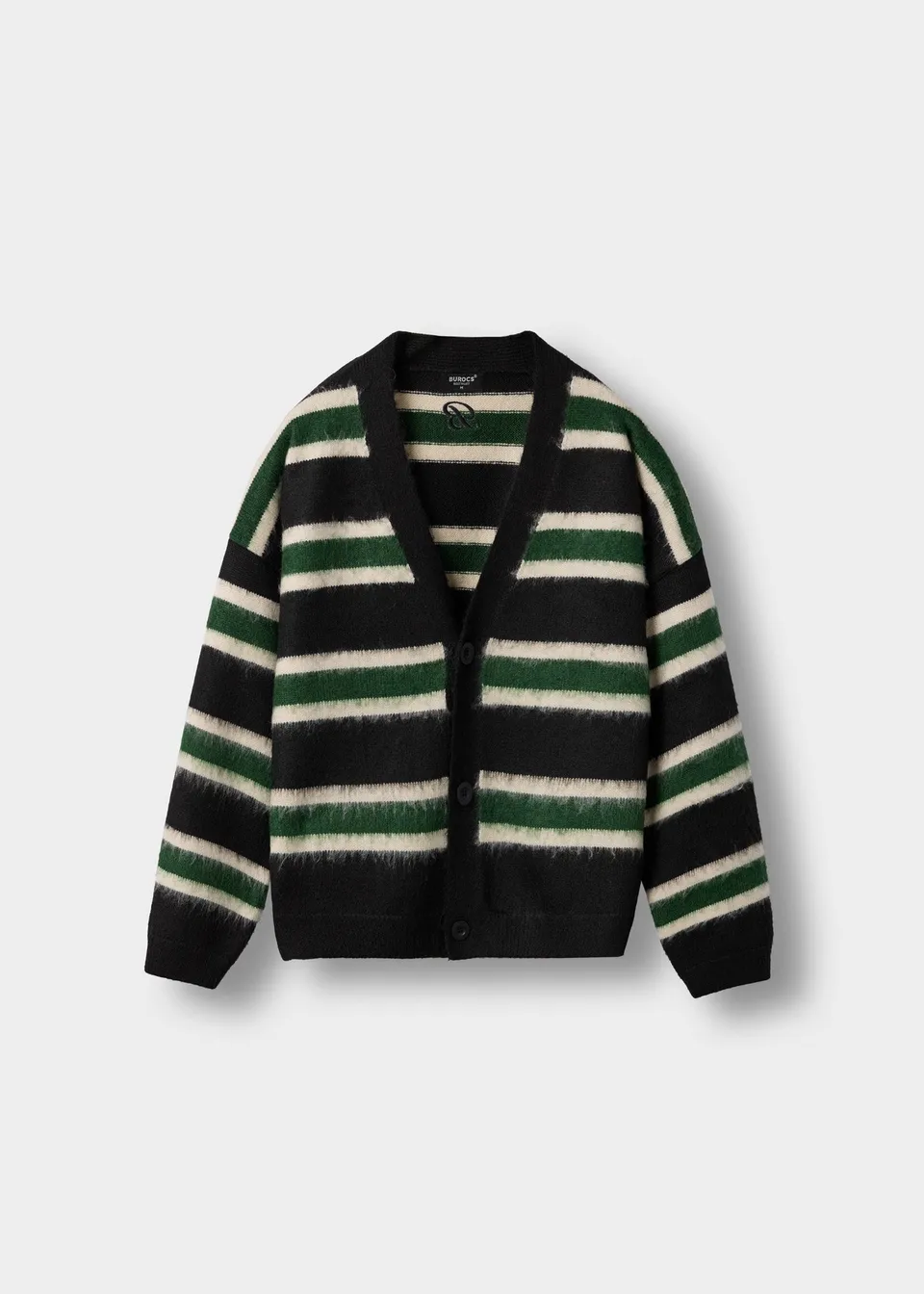 burocs-knitwear-fuzzy-v-neck-cardigan-strickjacke-black image 1