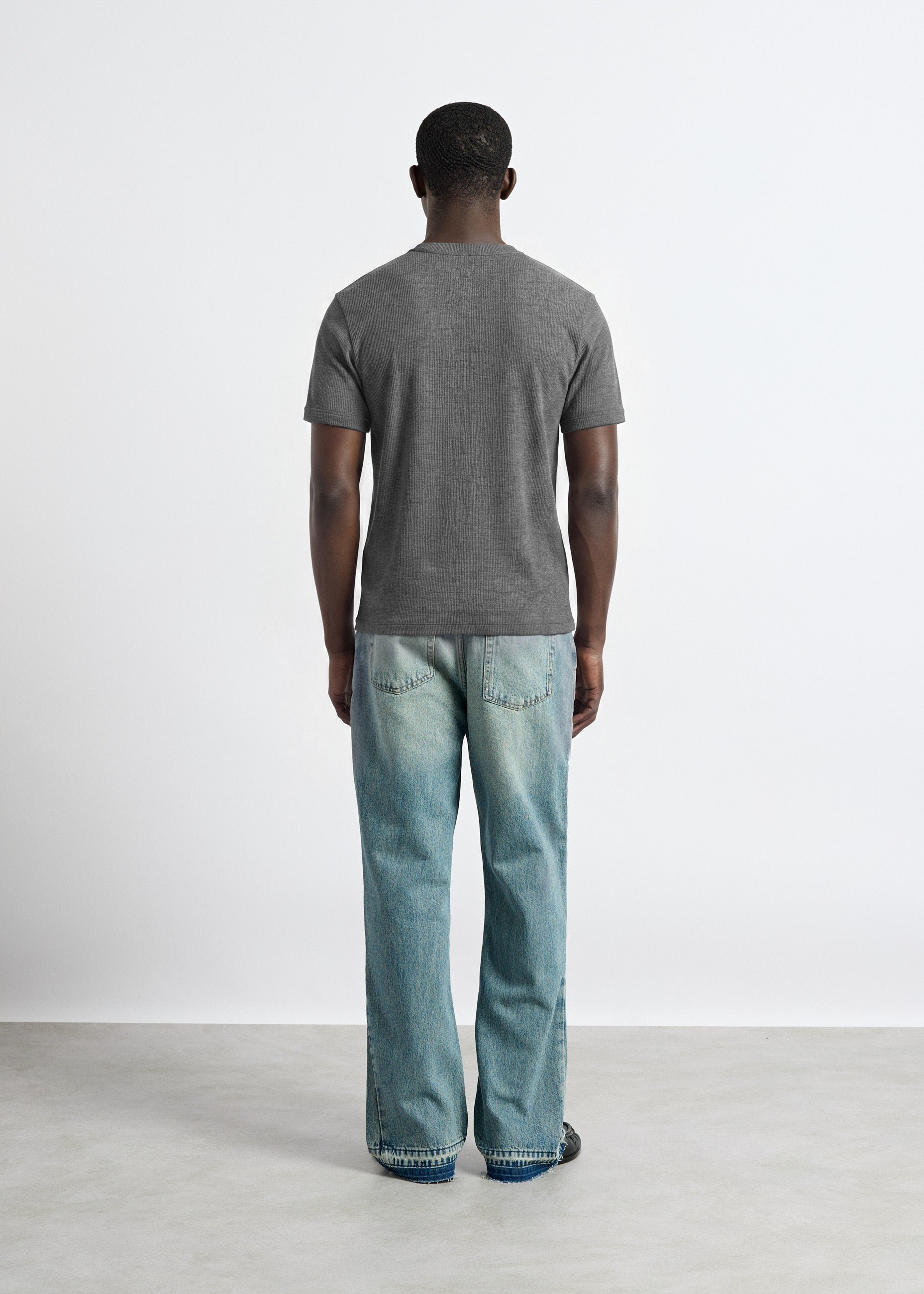 burocs-t-shirts-rib-henley-t-shirt-dark-grey-melange-slim-fit image 6