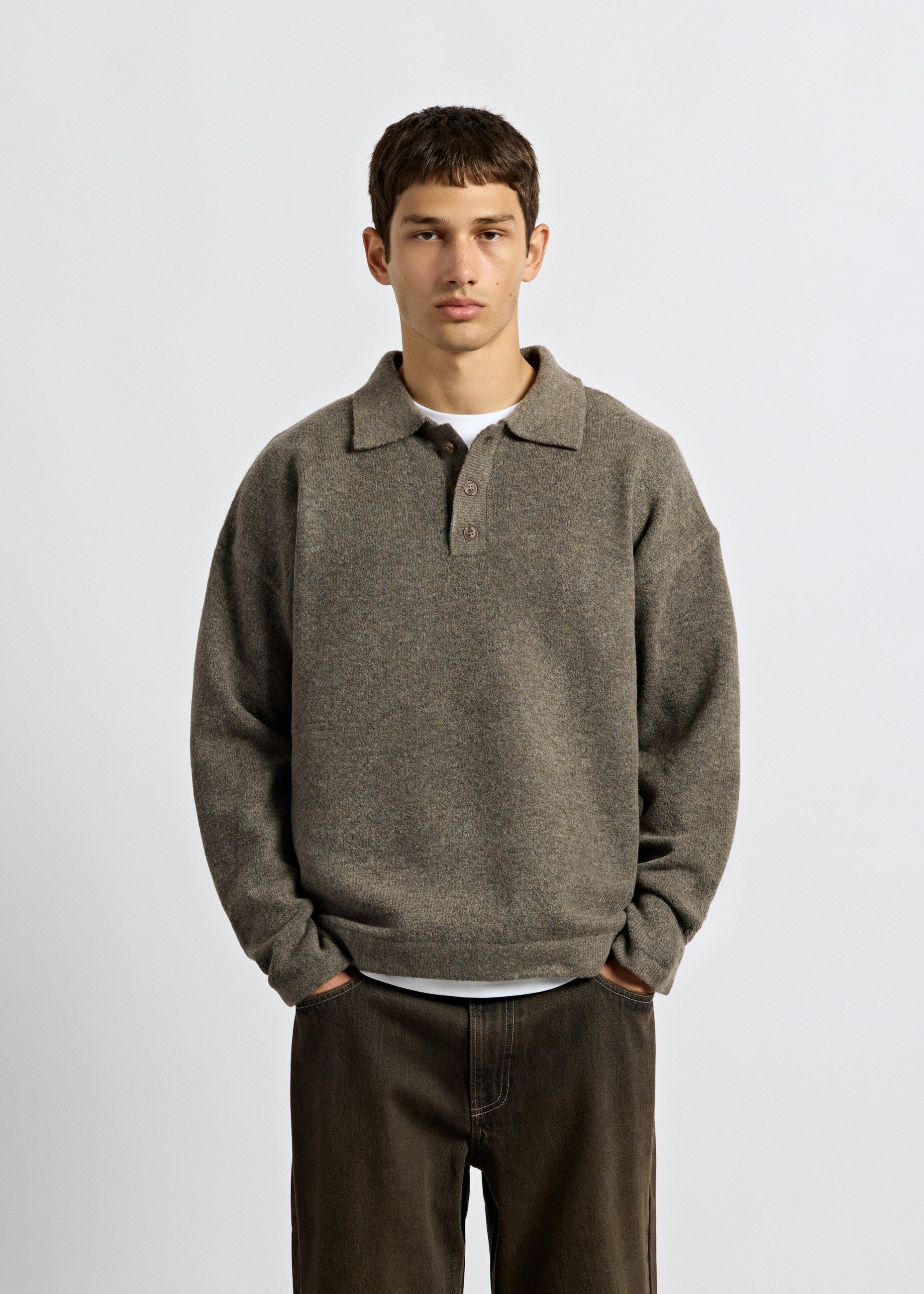 burocs-knitwear-hairy-knit-polo-sweater-brown-oversize image 3