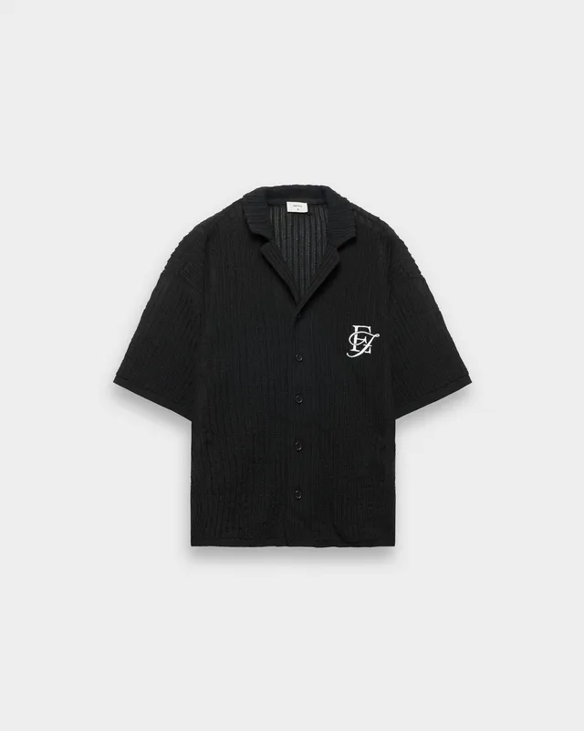 eightyfive-ef-contrast-knit-shirt-strickshirt-black-oversized image 1